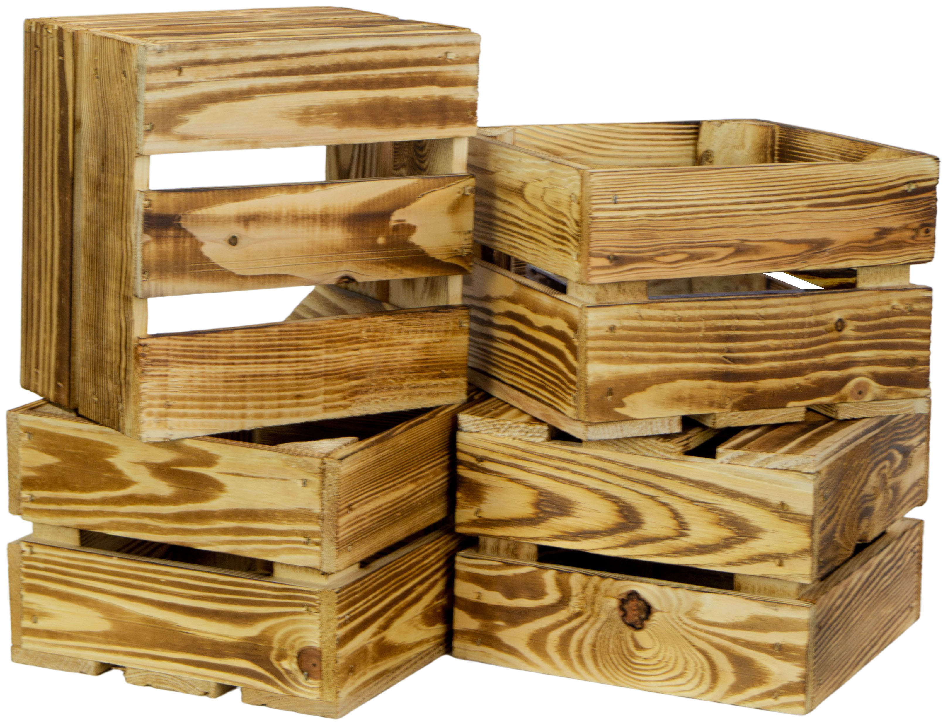 4er set  Kleine Holzkiste "Lotta" geflammt