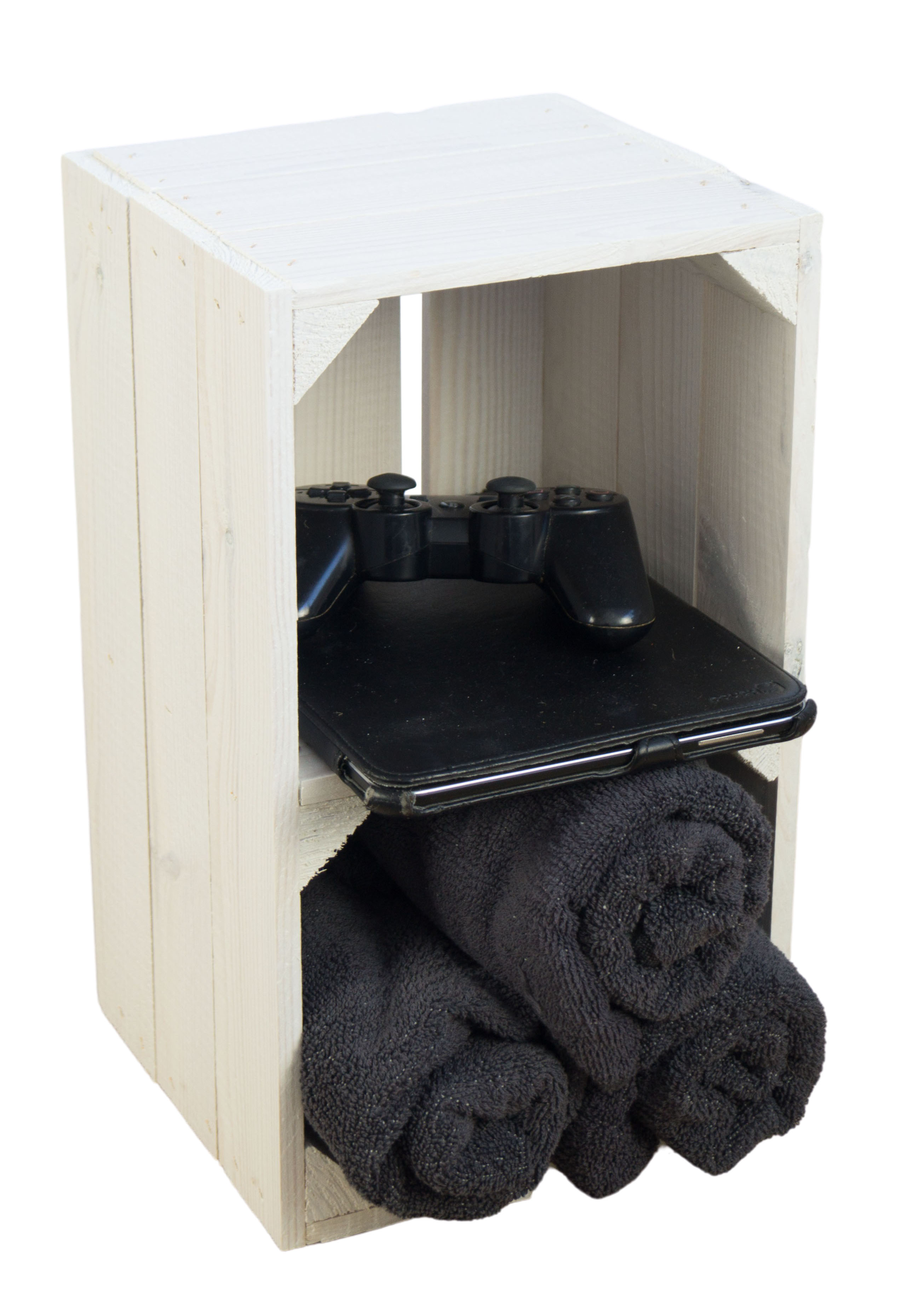 Regalkiste "Hilde" weiß mit Zwischenbrett