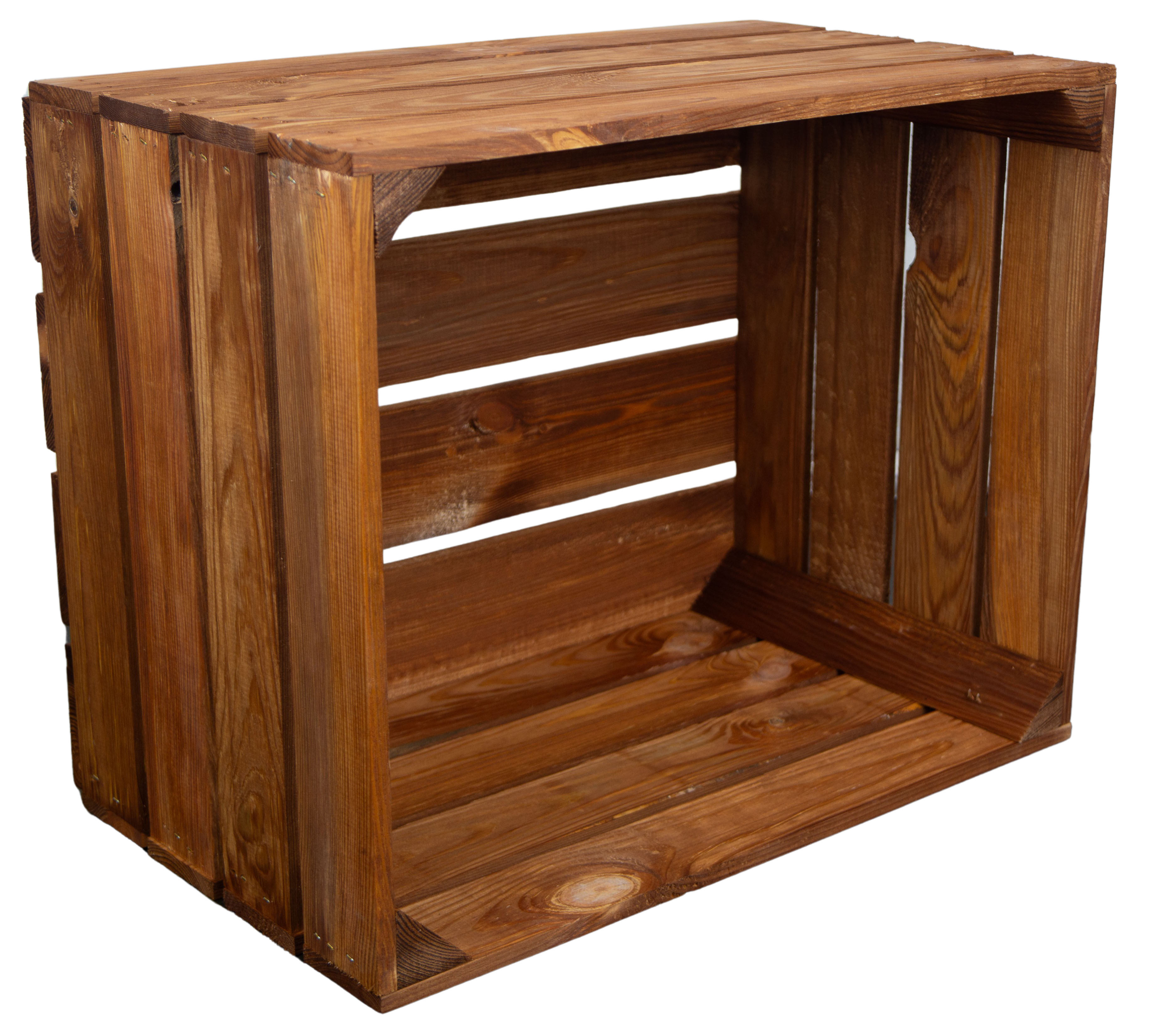 2er Set Holzkiste "Johanna" lasiert in ocker 50x40x30cm Obstkiste Weinkiste Apfelkiste Regalkiste