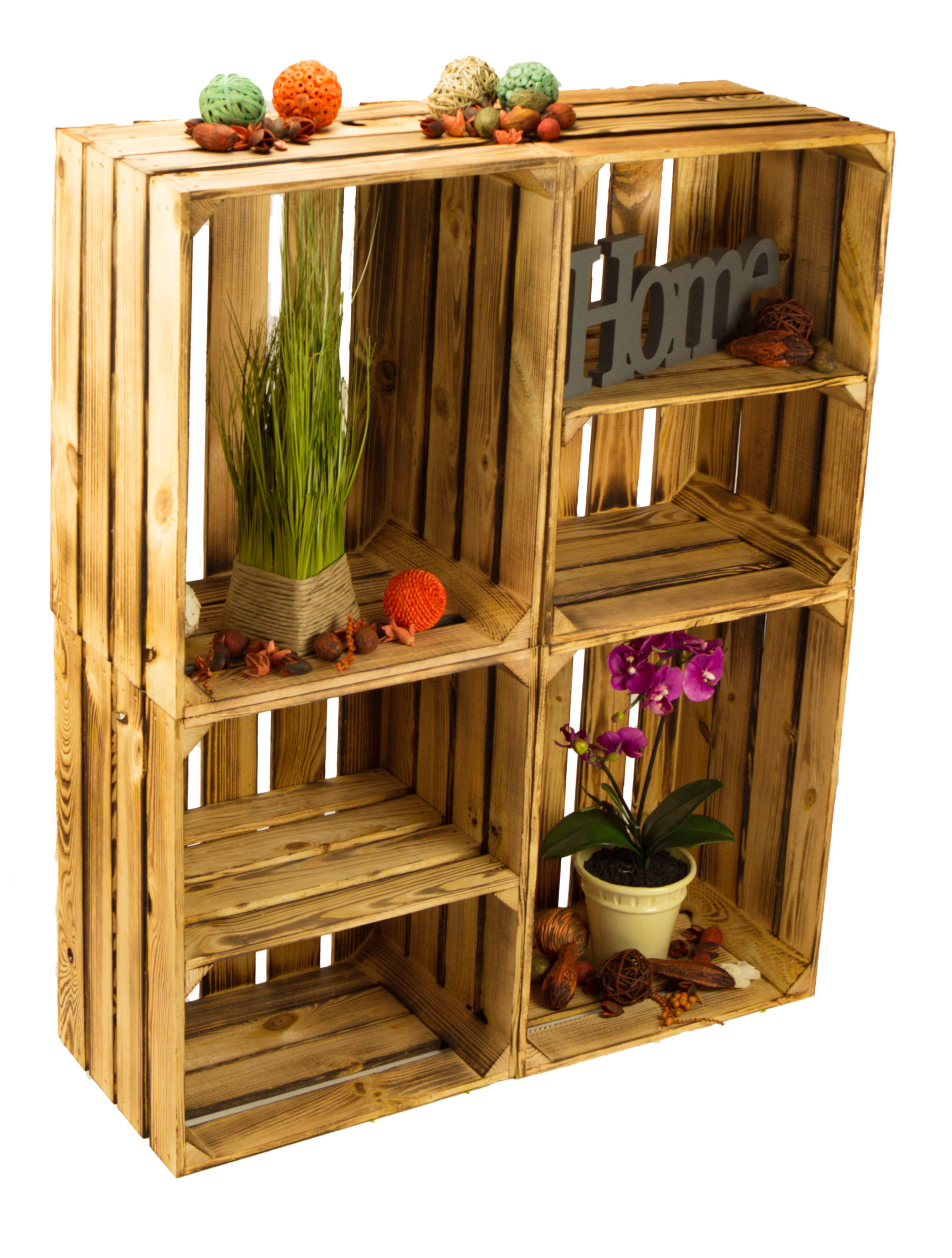 Set de 4 boîtes de fruits "Johanna" en mélange flammé avec Quer