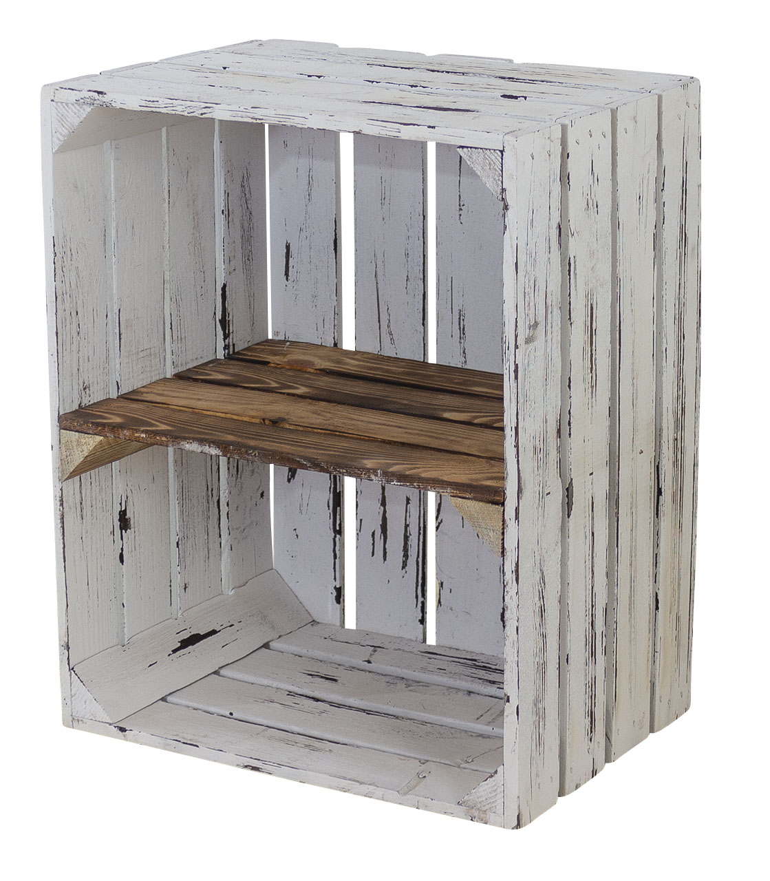 Massive Schuh- Bücherregalkiste Obstkiste Weinkiste Maße ca 50 x 40 x 31cm Weinkisten Dekokiste Regal (Shabby weiss quer)