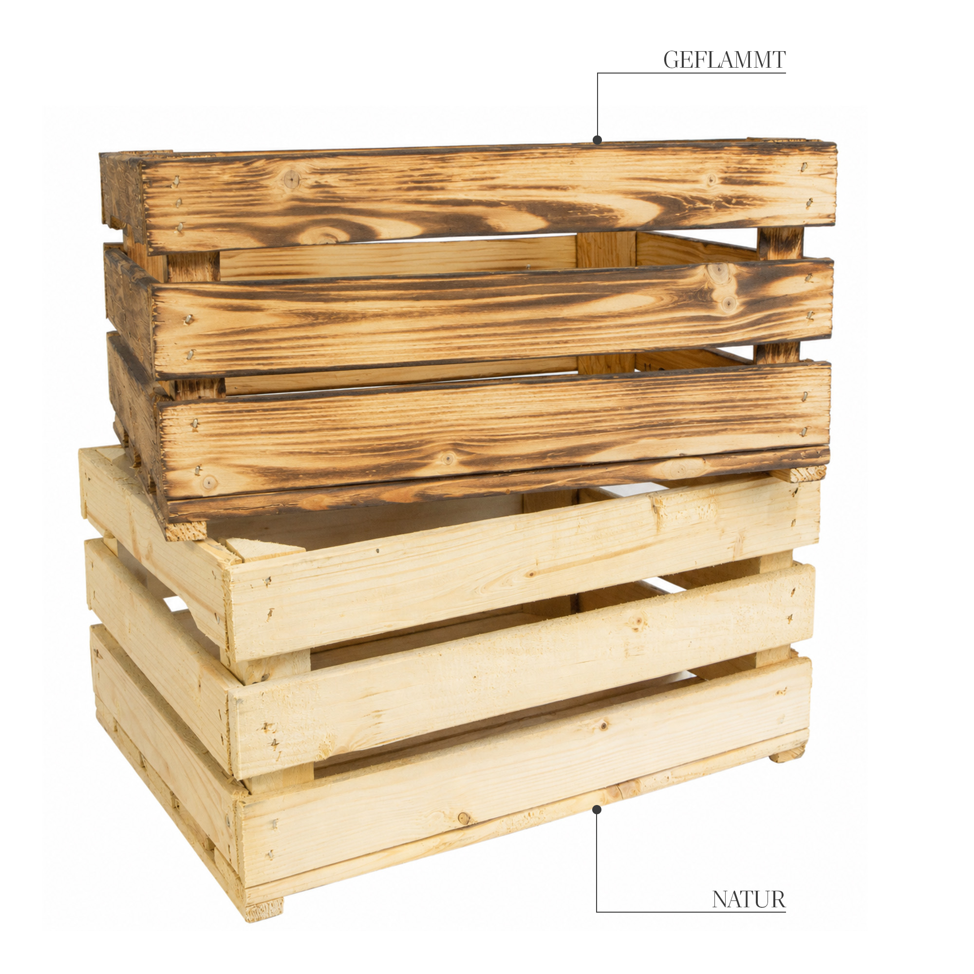 Holzkiste LASSE – Dekorative Aufbewahrungs- und Regalkiste aus Holz in Natur oder geflammt, 40 × 30 × 20 cm Natur