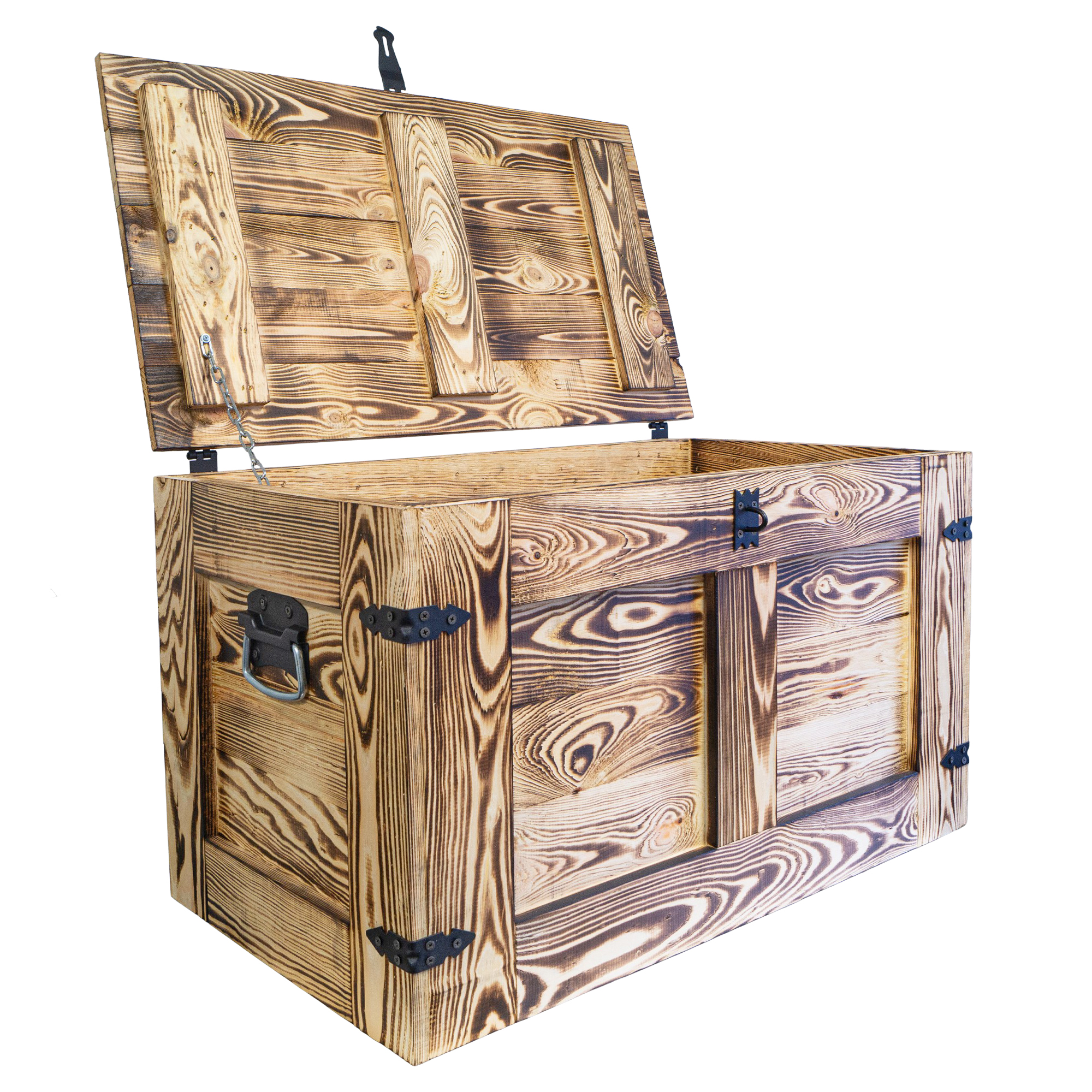 grosse geflammte Holztruhe Oskar 80x45x47cm