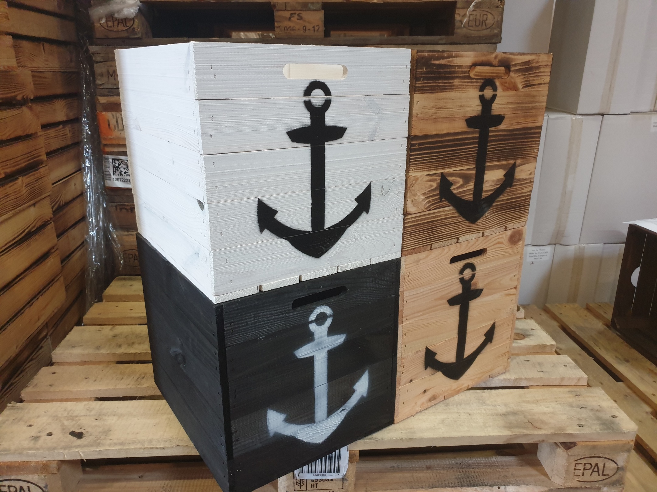 Boîte de rangement noire avec ancre blanche vitrée convenant aux étagères Kallax et Expedit Insert pour étagère