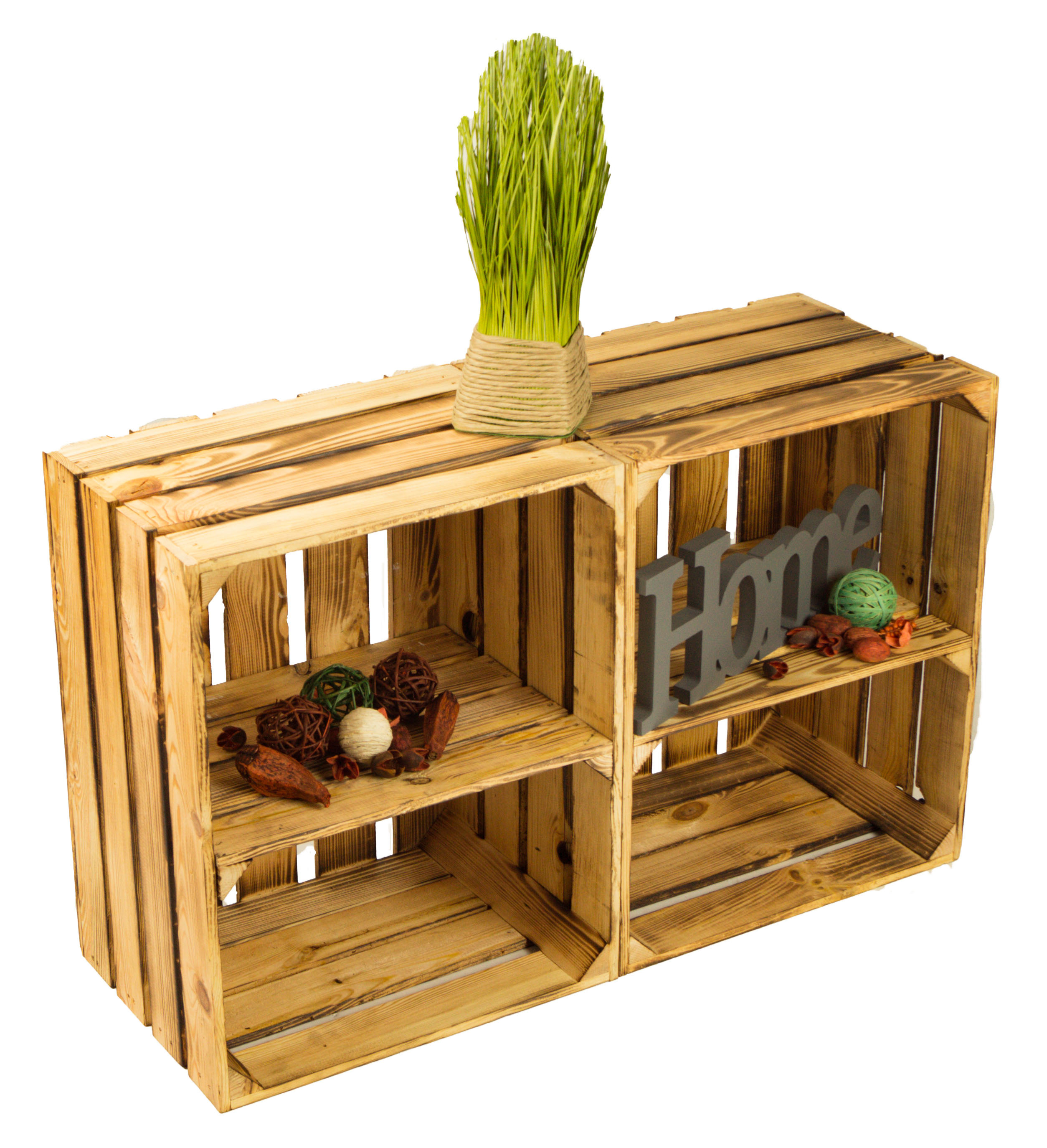set de 2 étagères de caisses de fruits Johanna flambées "c.t