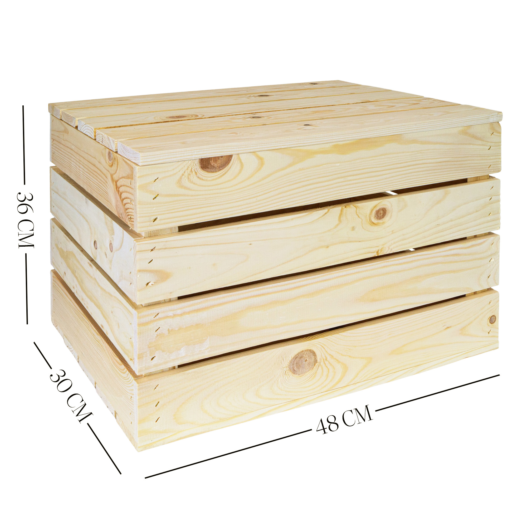 Coffre en Bois Boîte à Vin Trésor de Paix à Jouets Nature avec Couvercle 48 x 3