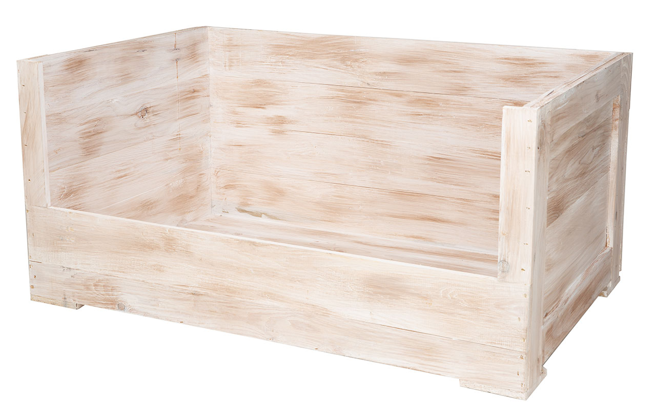 XXL Hundebett Balu weiß shabby mit Kissen 115x54x40,5cm