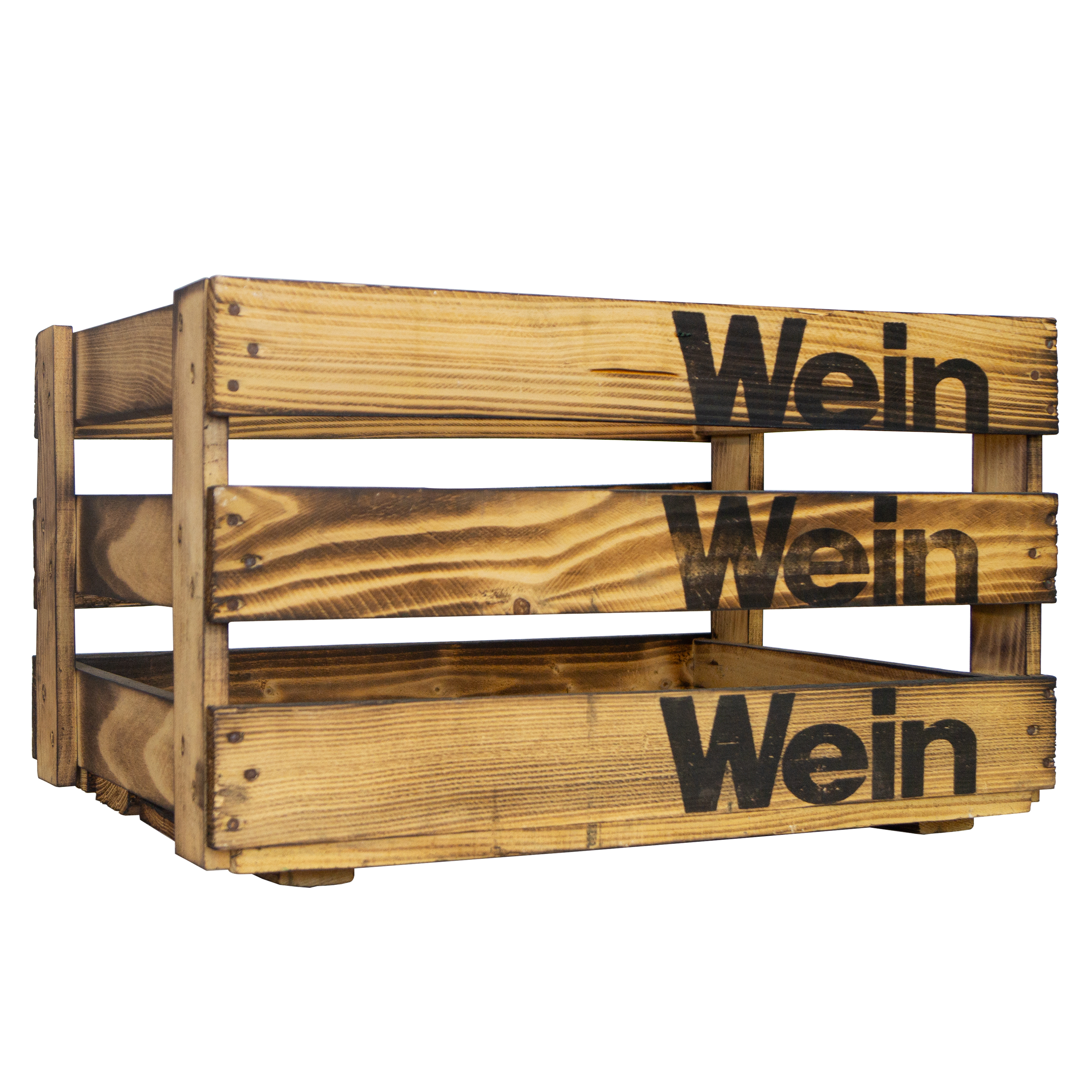 alte  geflammte Weinkiste WEIN WEIN WEIN