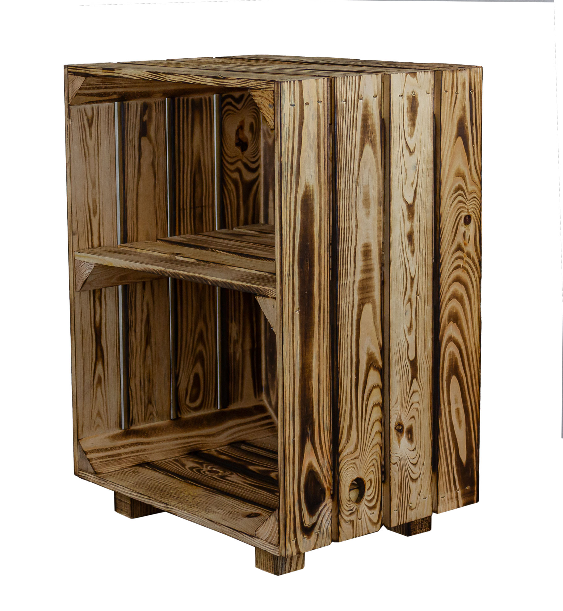 Table de chevet flammée avec compartiment de rangement