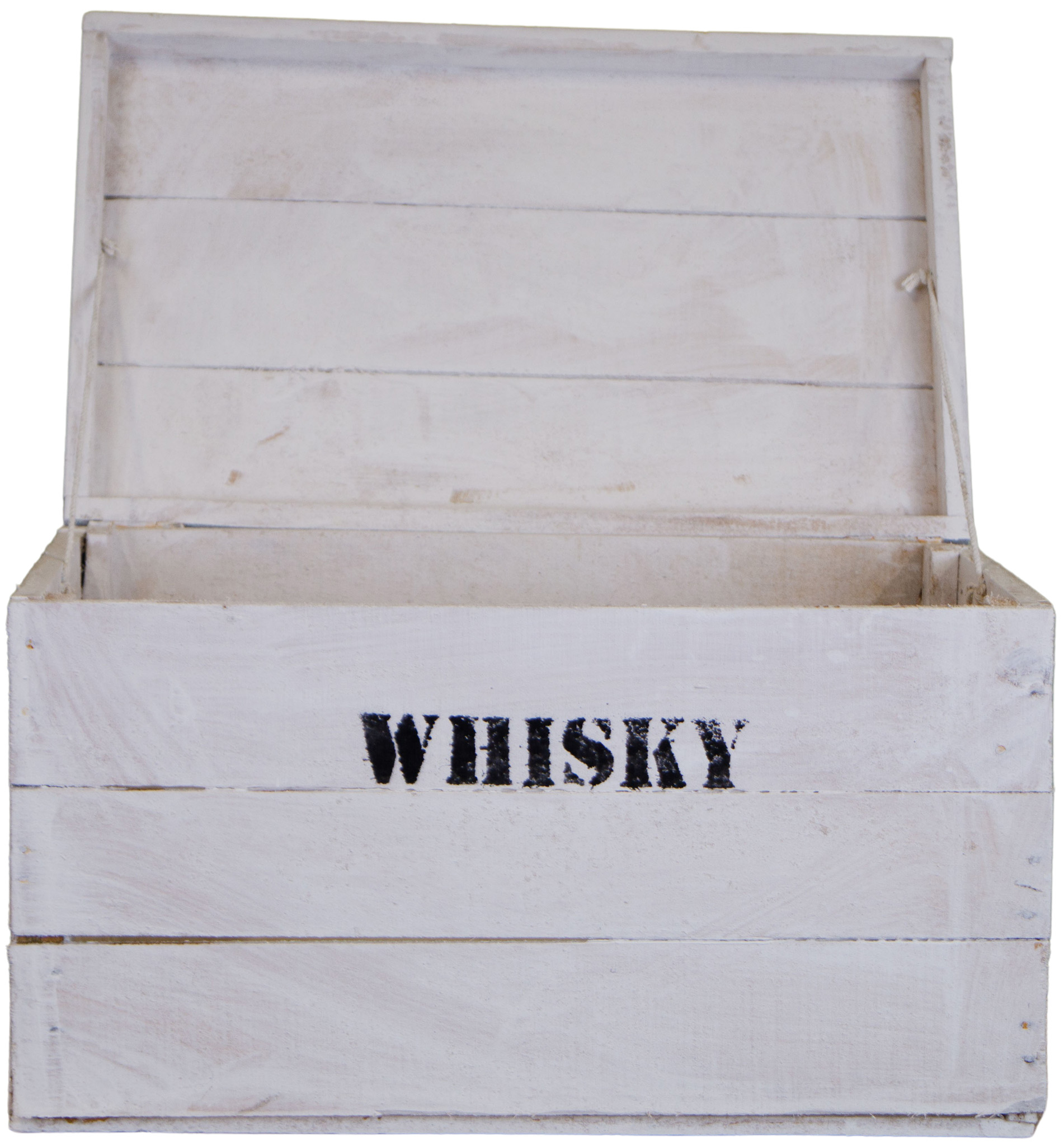 alte Holztruhe weiß Whisky mit Deckel in verschiedenen Grössen L
