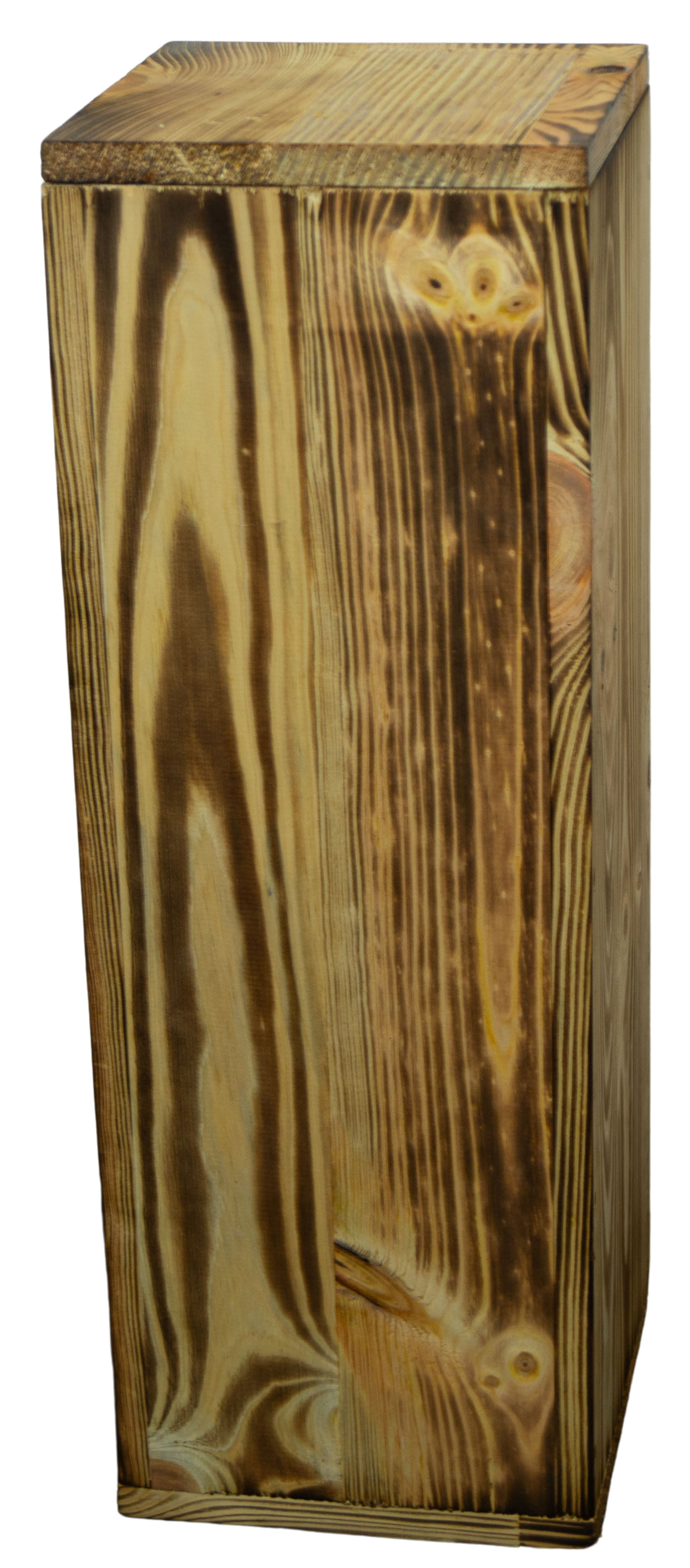 3er Set Dekosäulen viereckig in geflammt 24x24x60cm Holzblock Holzständer