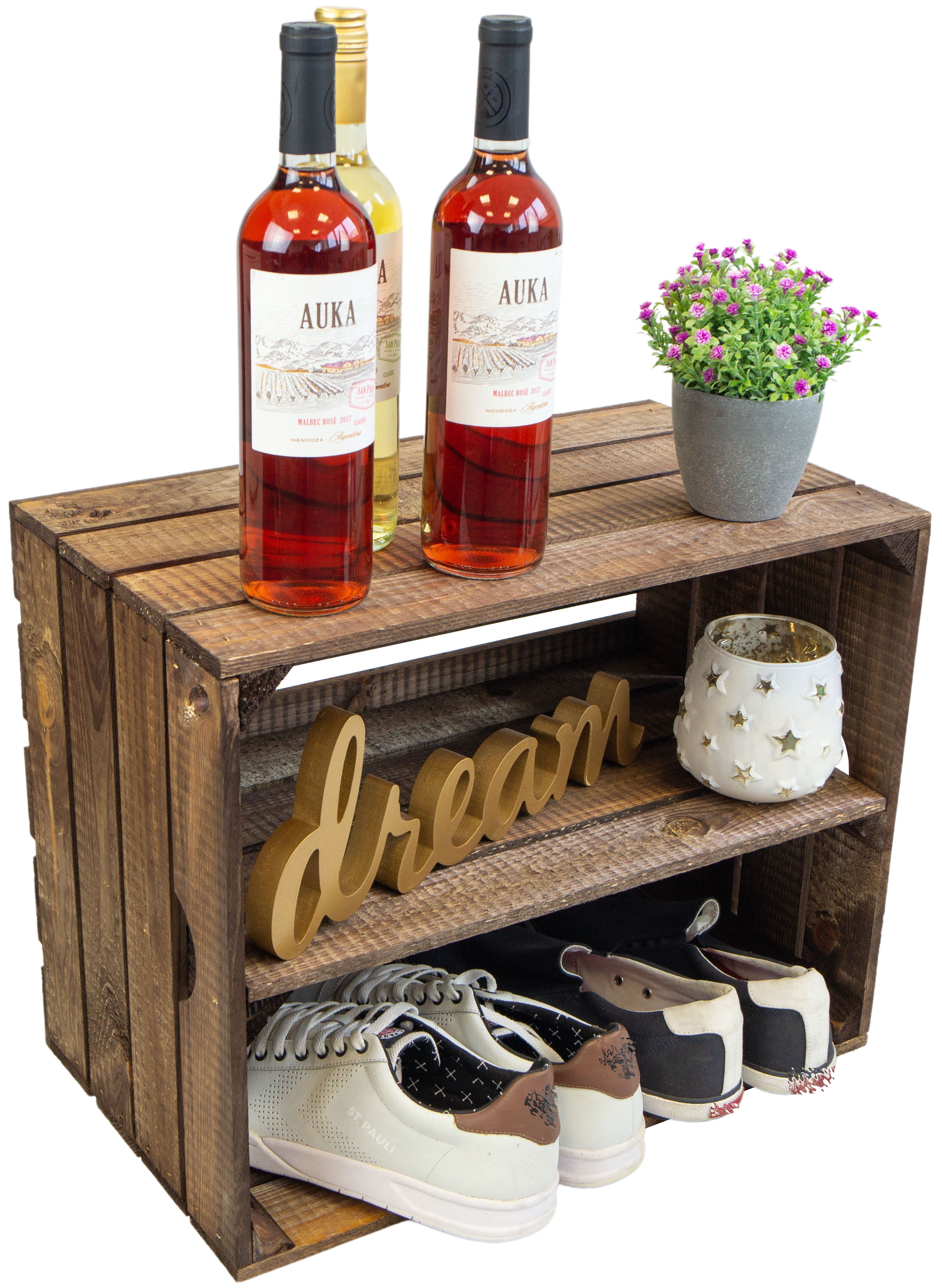 Obstkistenregal längs "Johanna" dunkelbraun