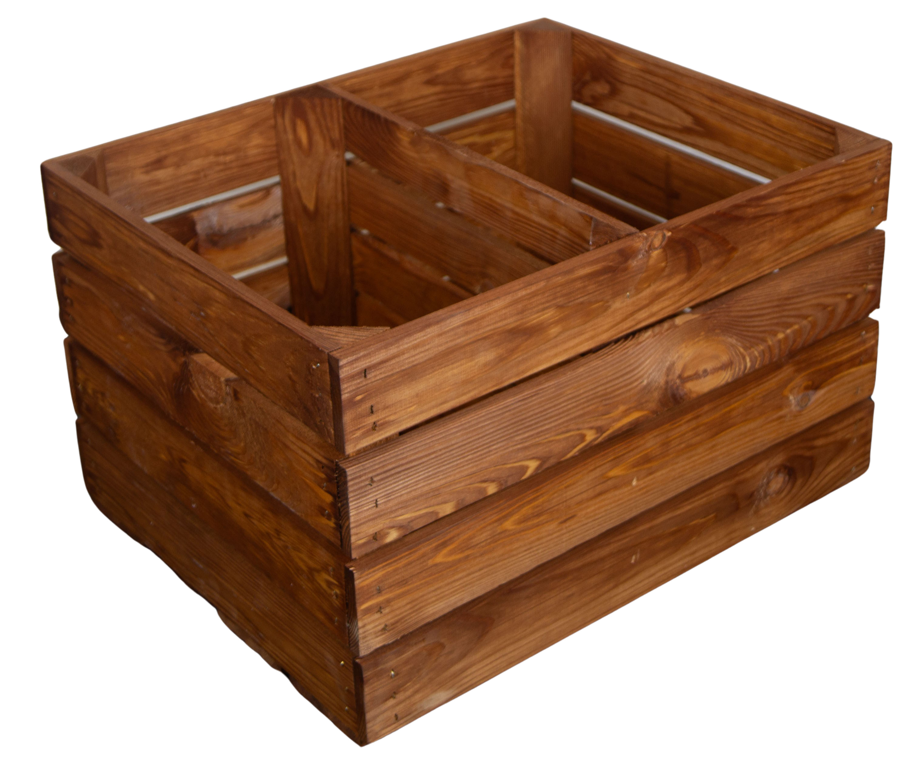 2er Set Holzkiste "Johanna" mit Mittelbrett quer lasiert in ocker 50x40x30cm Obstkistenregal Weinkiste Apfelkiste Regalkiste