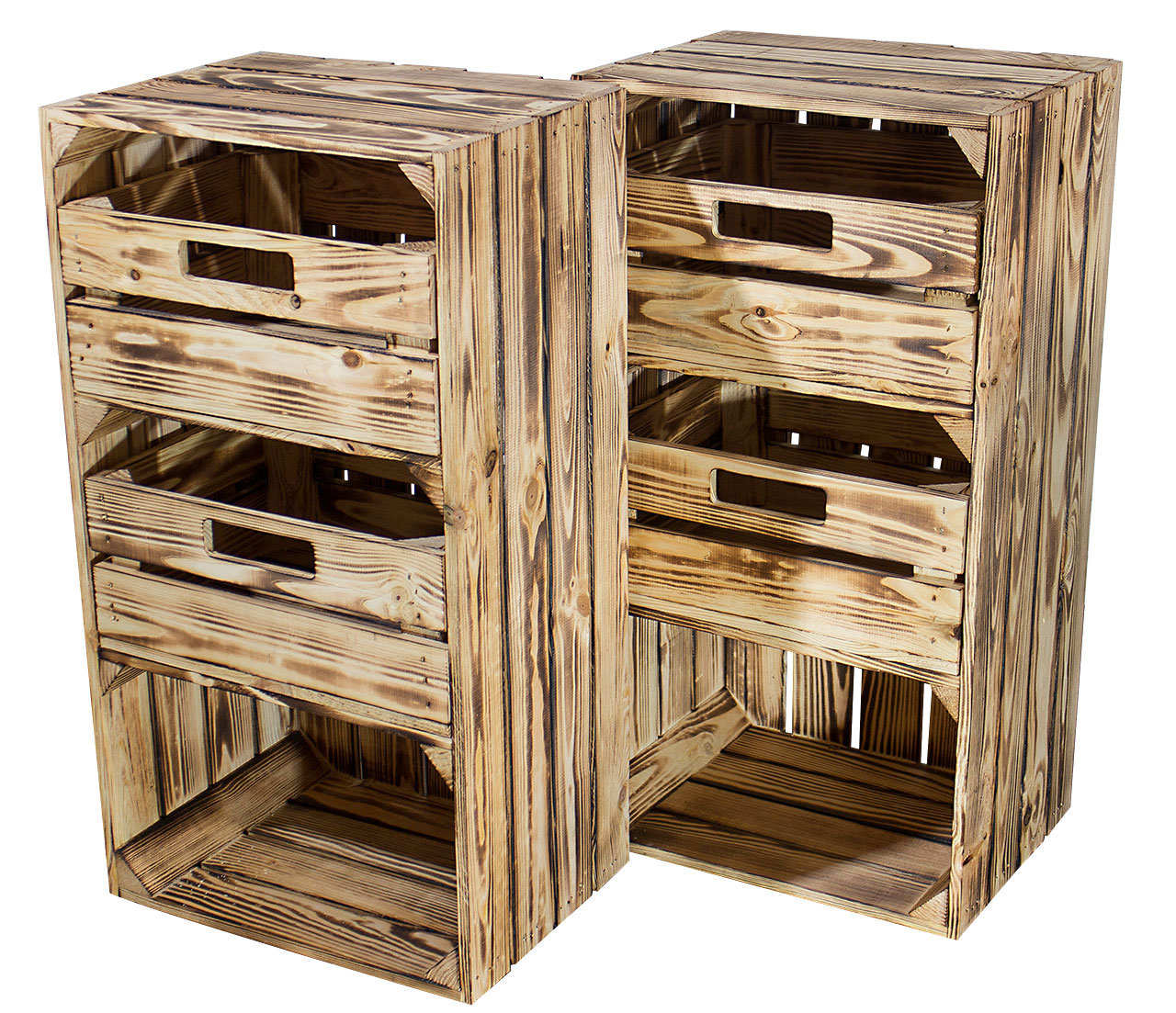 Regalkiste "Willi" in geflammt mit zwei Schubladen 68x40x31