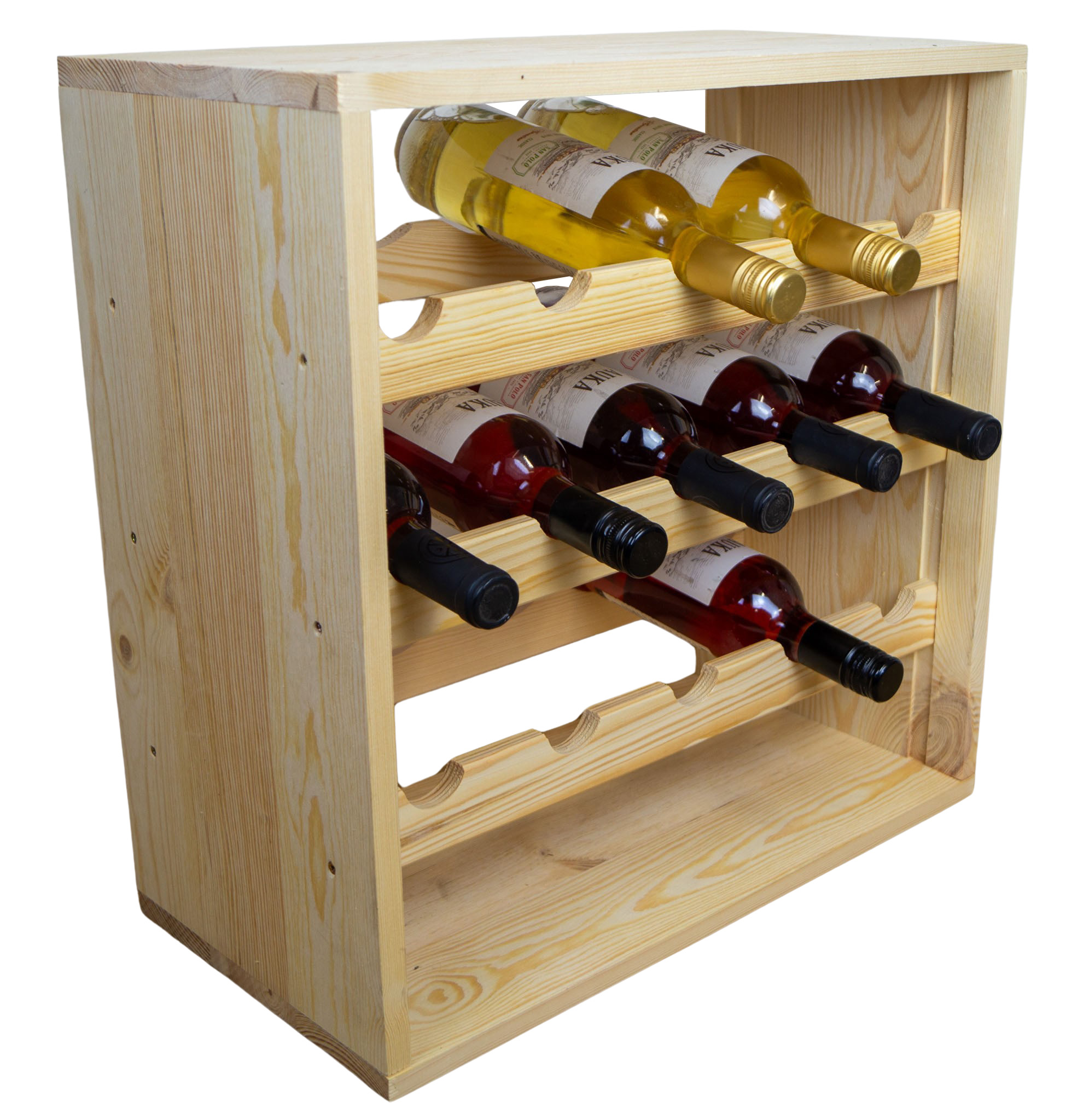 Flaschenregal für 15 Flaschen in natur Weinschrank Weinständer Weinregal bodenstehend stabil auch für Gastronomie