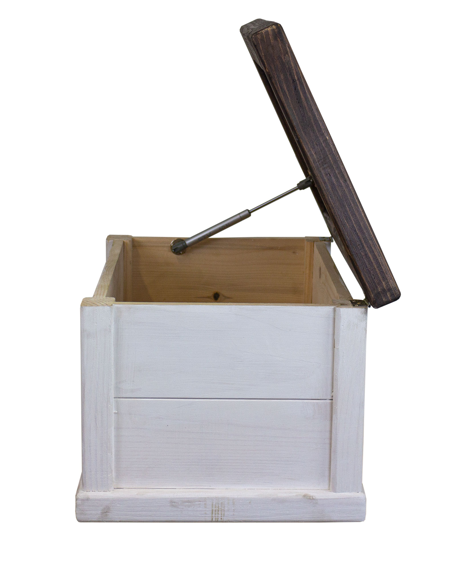 massive Holztruhe UK weiss braun mit Zylinder 60x40x34cm