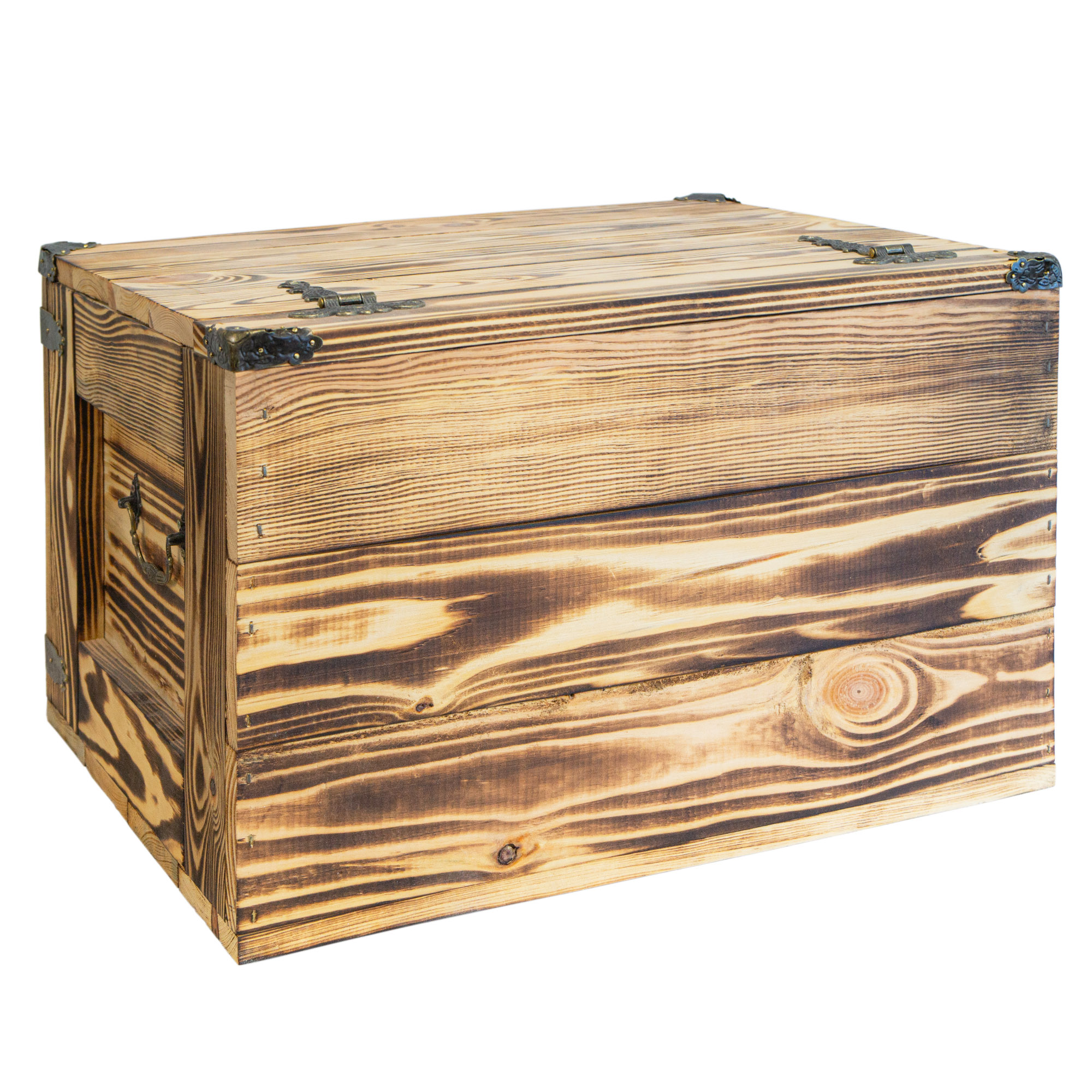geflammte Holztruhe Barbossa 48x36x31cm