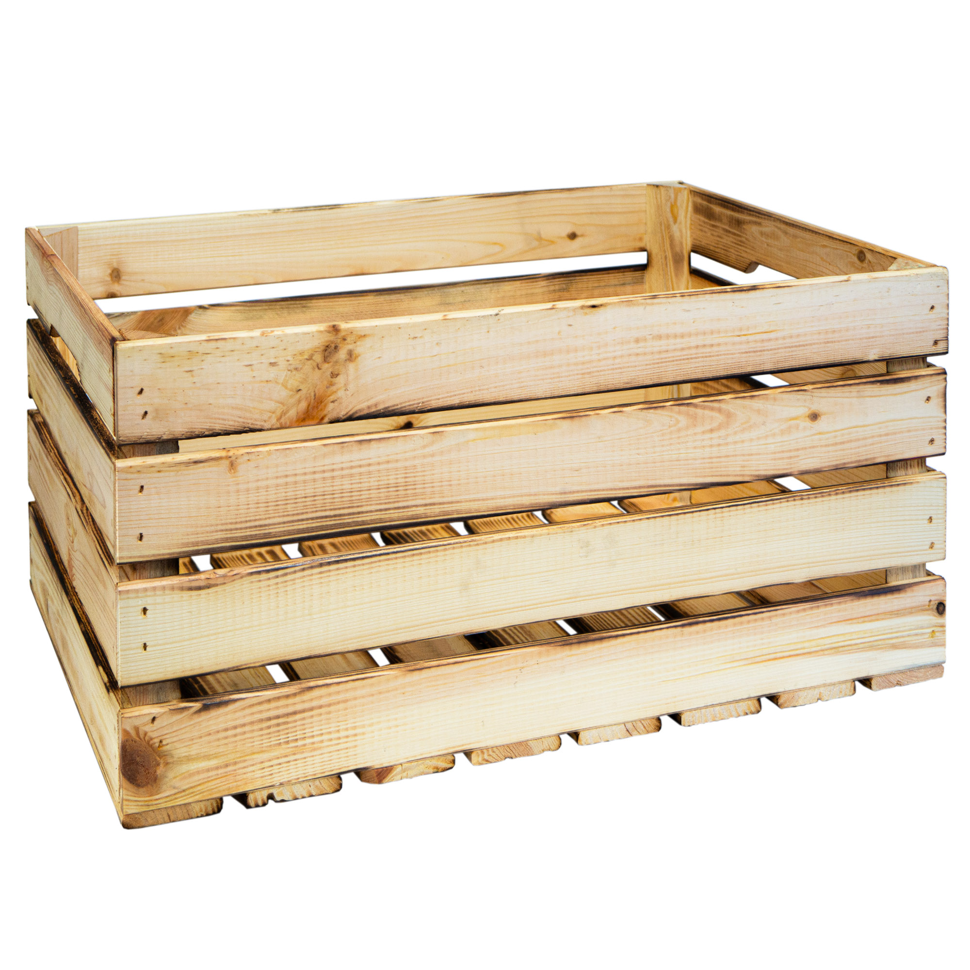 Grosse Holzkiste mit Griff  "BF Groß 60x39x30" Neu & geflammt