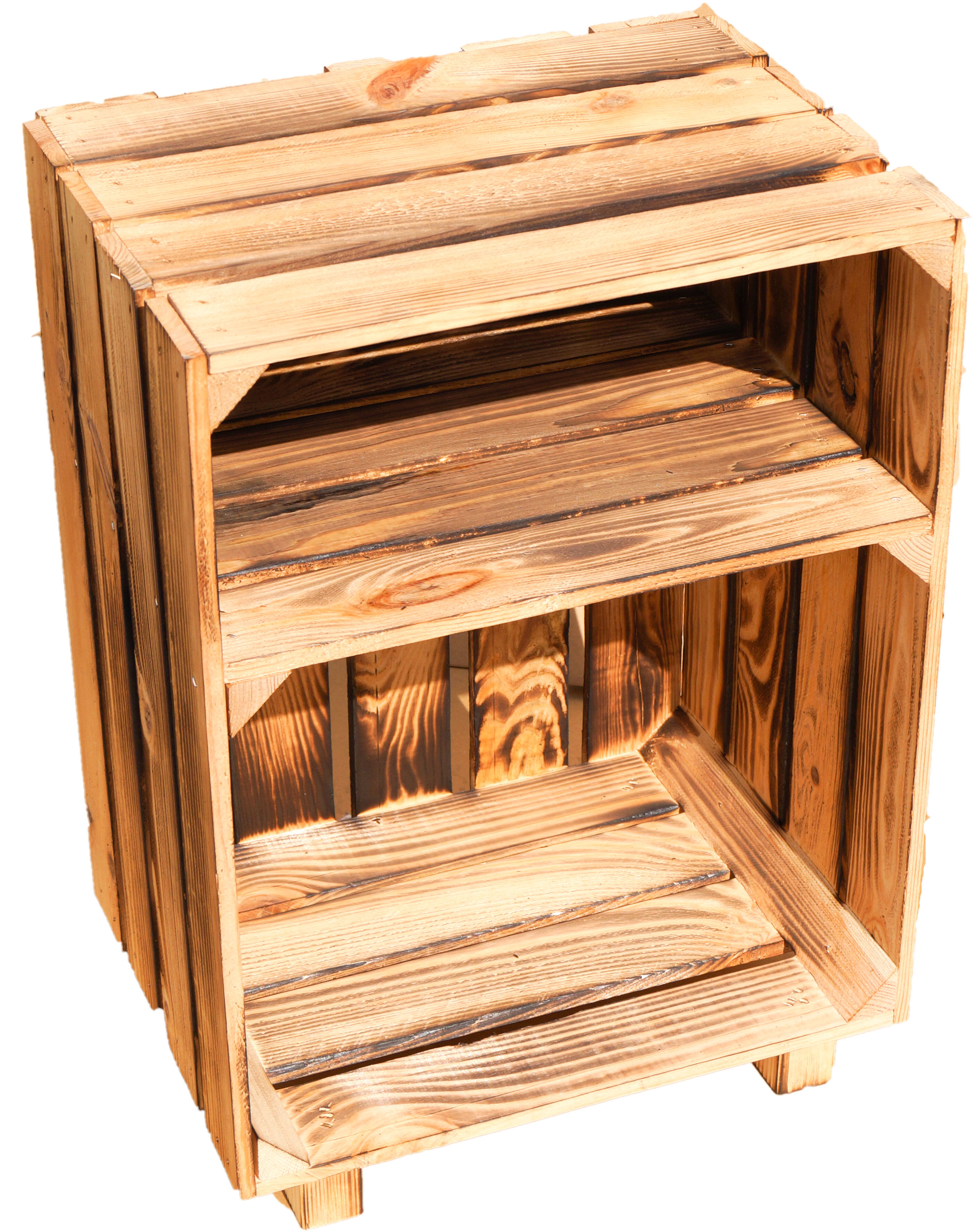 Table de chevet flammée avec compartiment de rangement