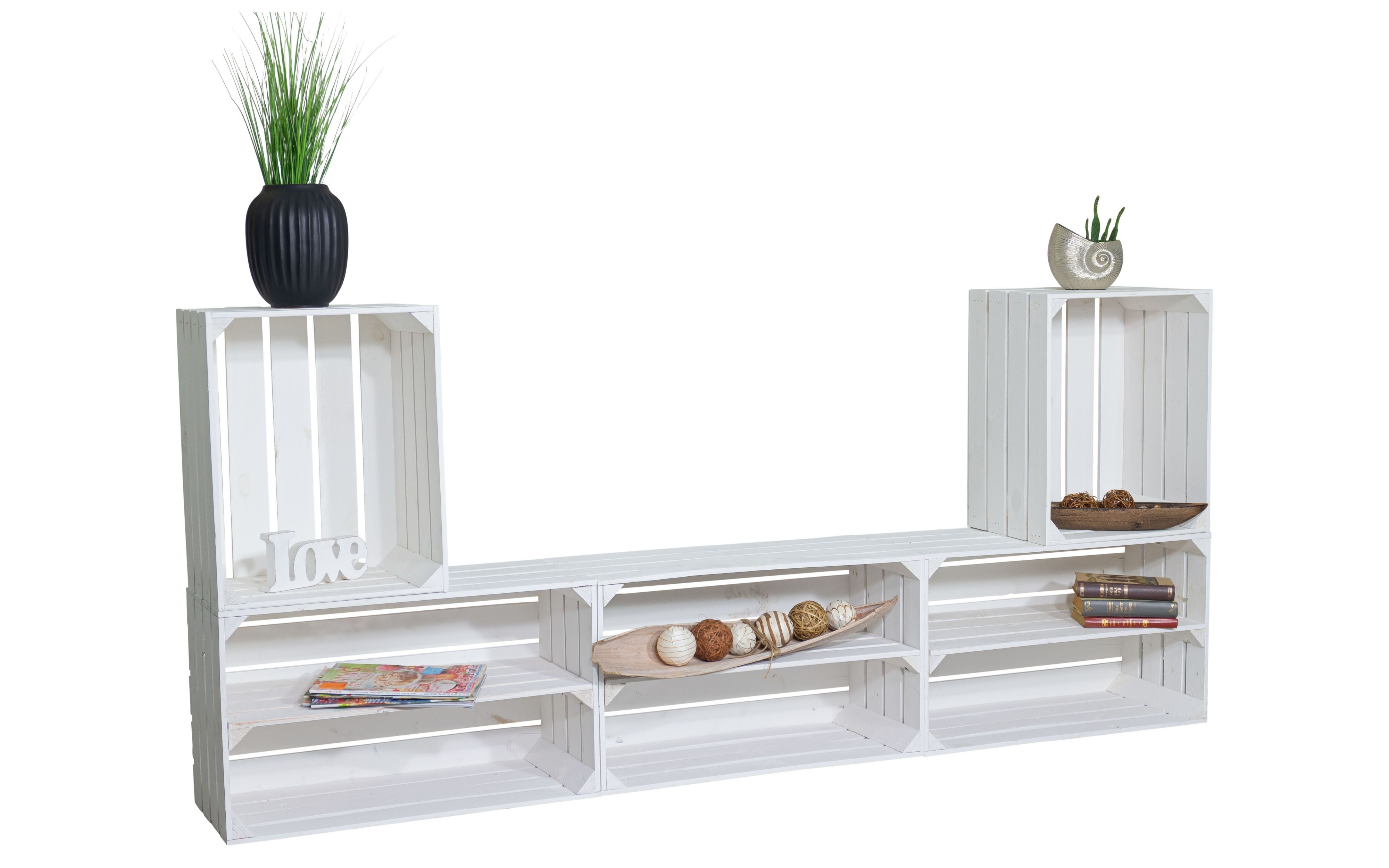 TV-Board "Amrum" mit Regal (Weiß)