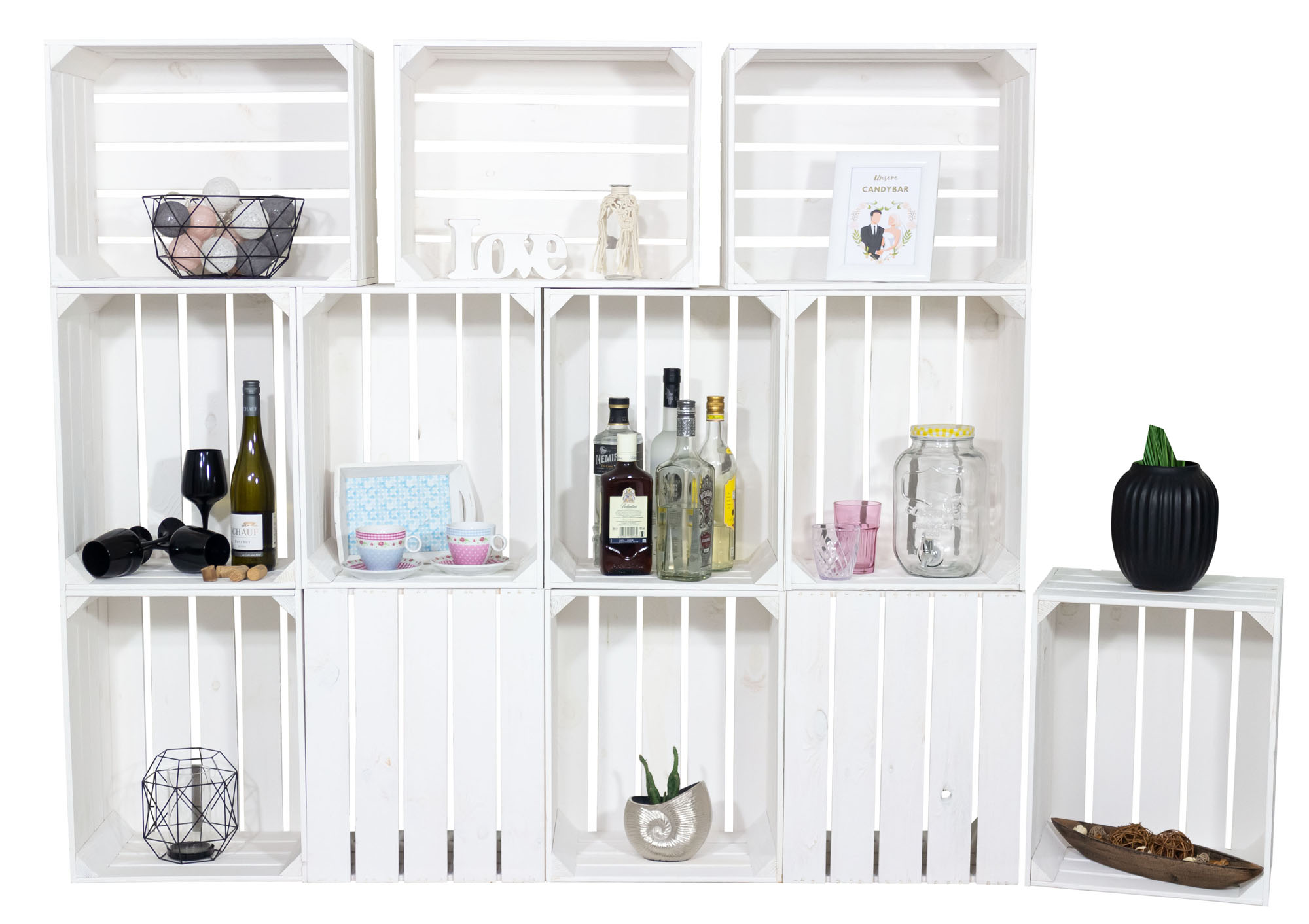 Großes Regal "Mammut" als Raumtrenner oder Deko-/Bücherregal (Weiß)