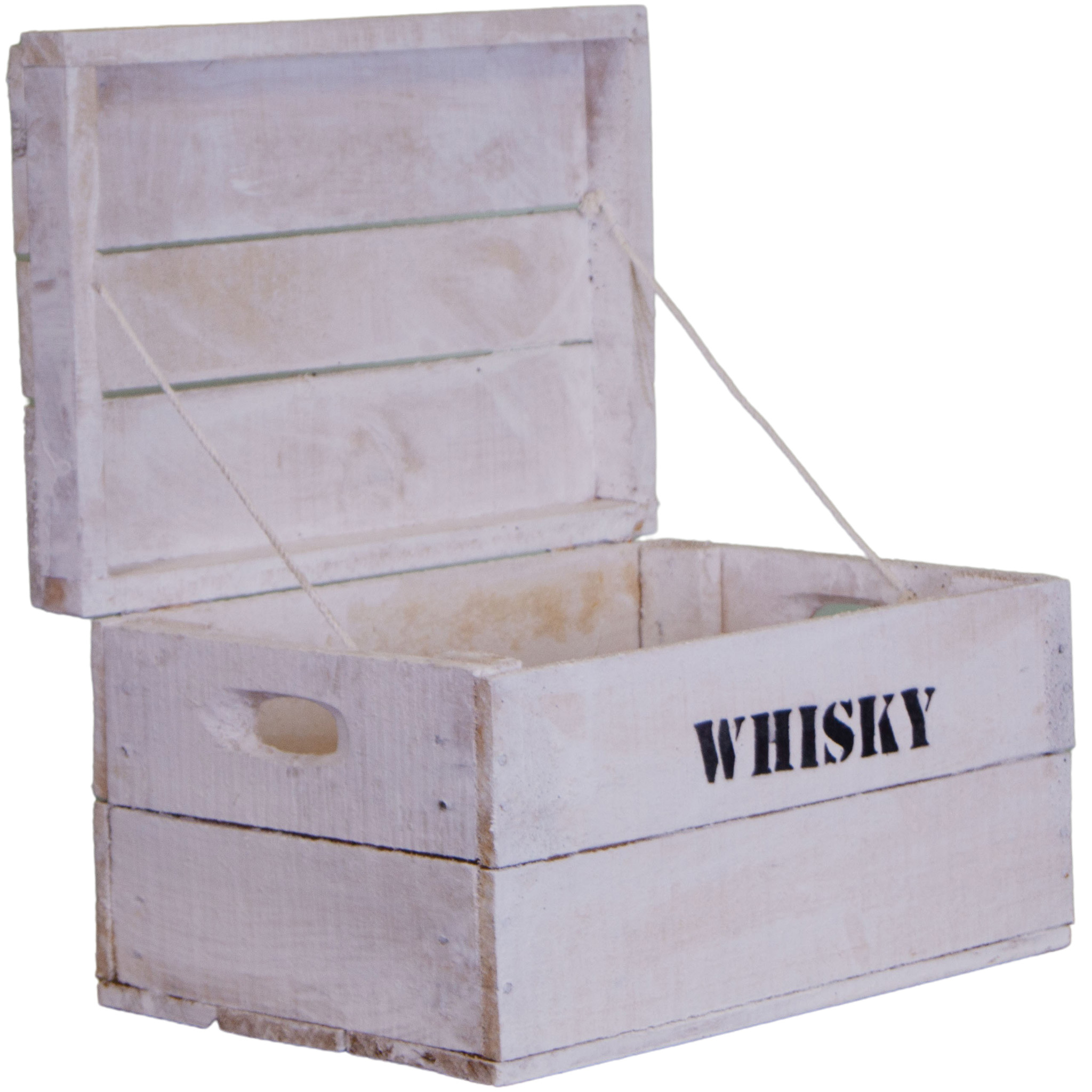 alte Holztruhe weiß Whisky mit Deckel in verschiedenen Grössen