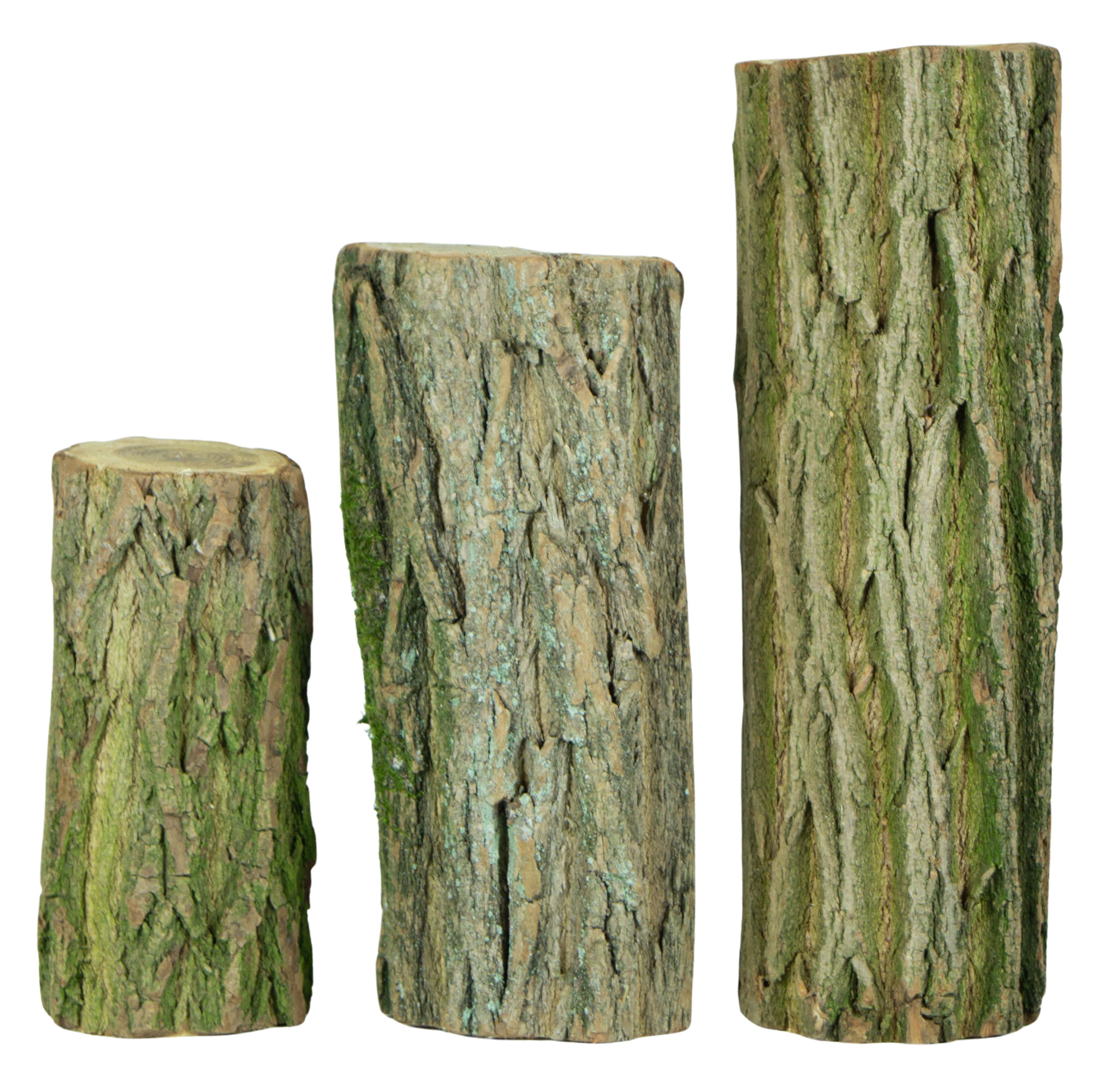3er Set Deko-Holzstämme aus Eichenholz rustikale Vintage-Deko