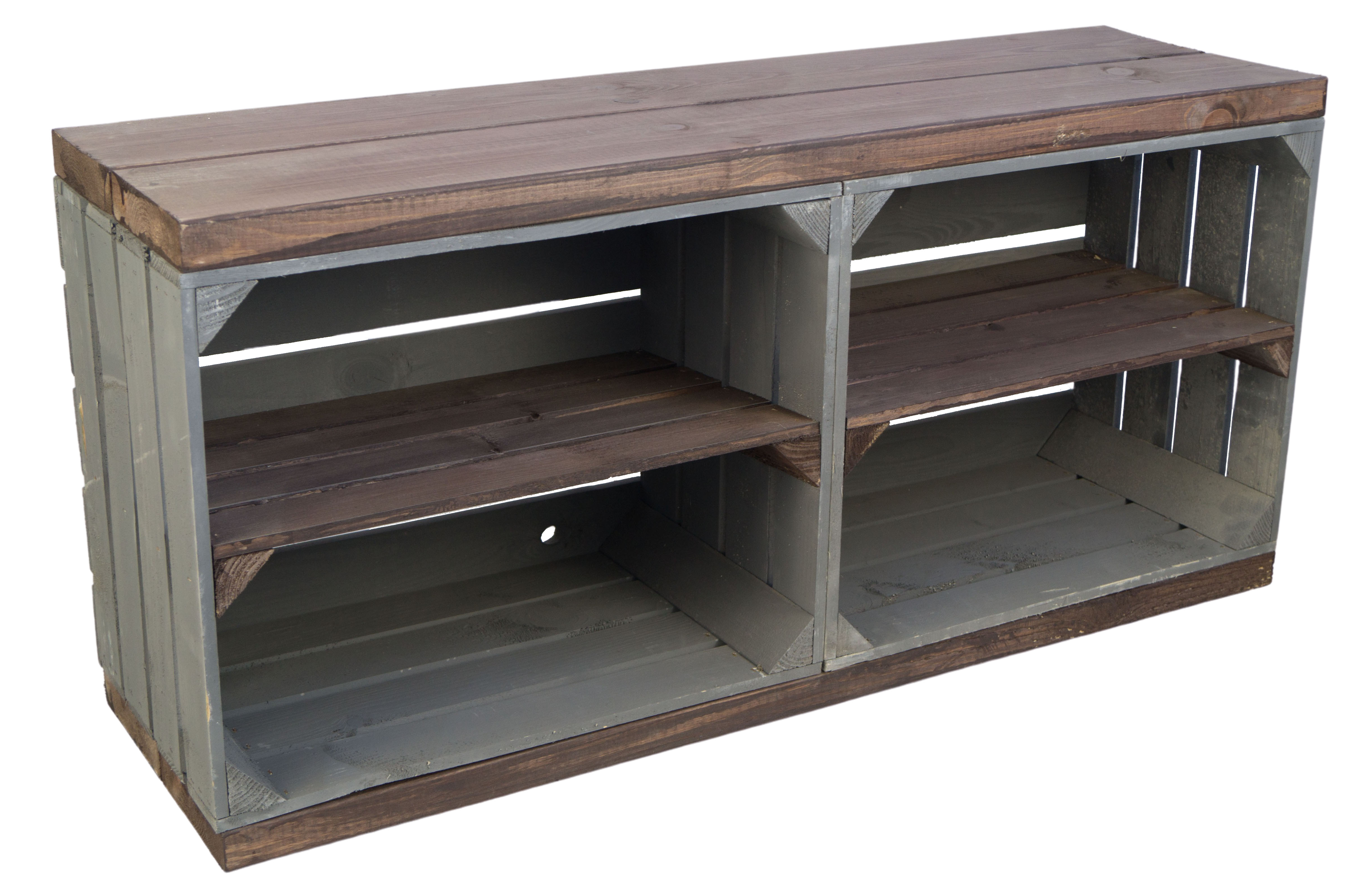 Banc anthracite avec siège en planches de bois épaisses et planches centrales en palissandre optique