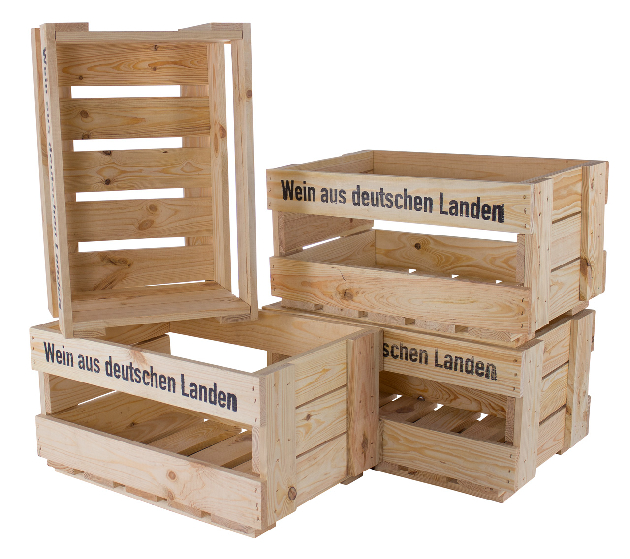 Neue Weinkisten "Wein aus deutschen Landen"  Natur ca 46 x 30,5 x 24cm Obstkiste Holzkiste Regalkiste Weinlagerung Weinregal