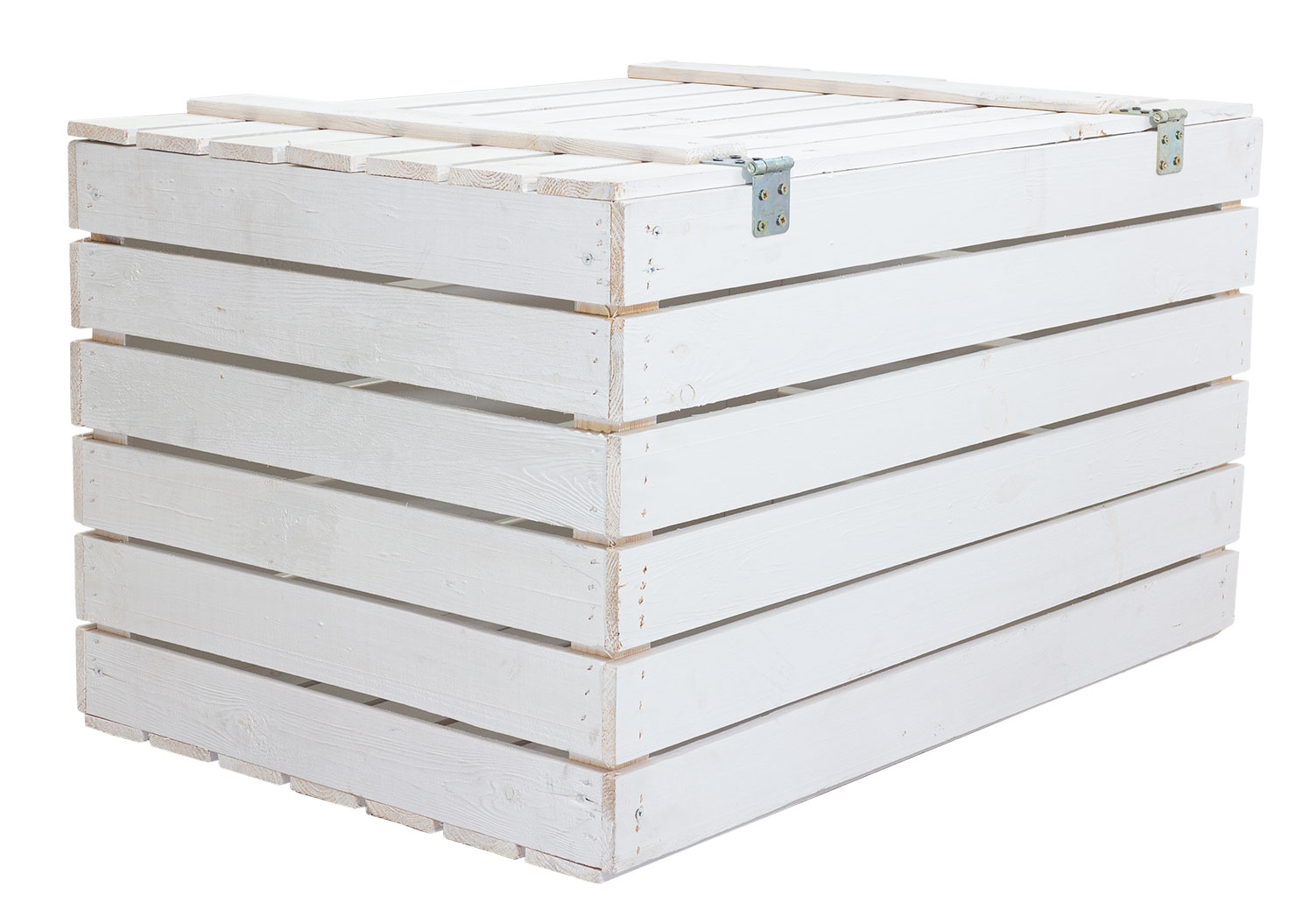 Grosse Holztruhe weiss mit Deckel  80x50x39cm