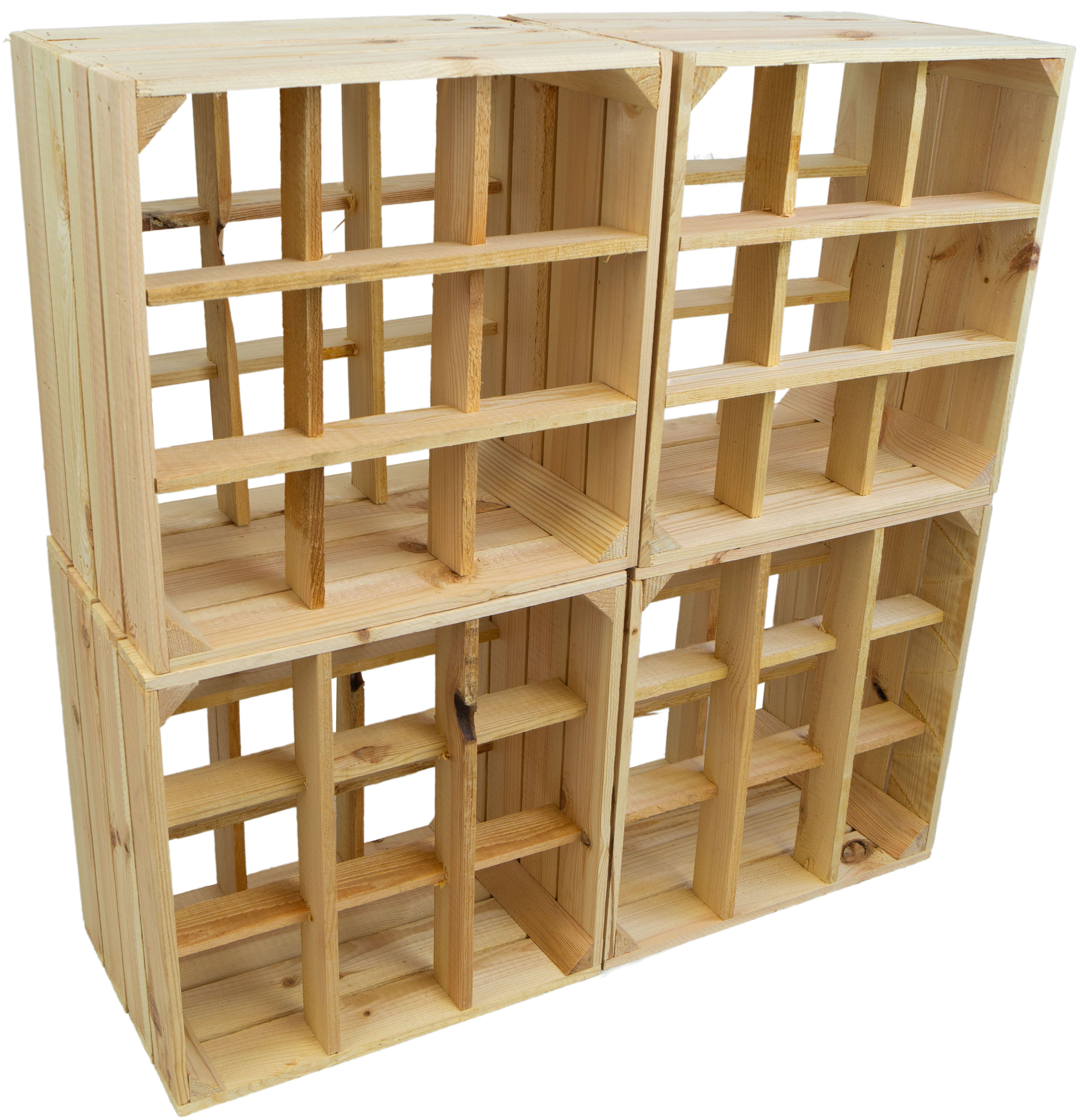 4er set Weinregal 9er Natur Weinablage Flaschenregal Weinschrank Flaschenkiste (auch für große Flaschen)