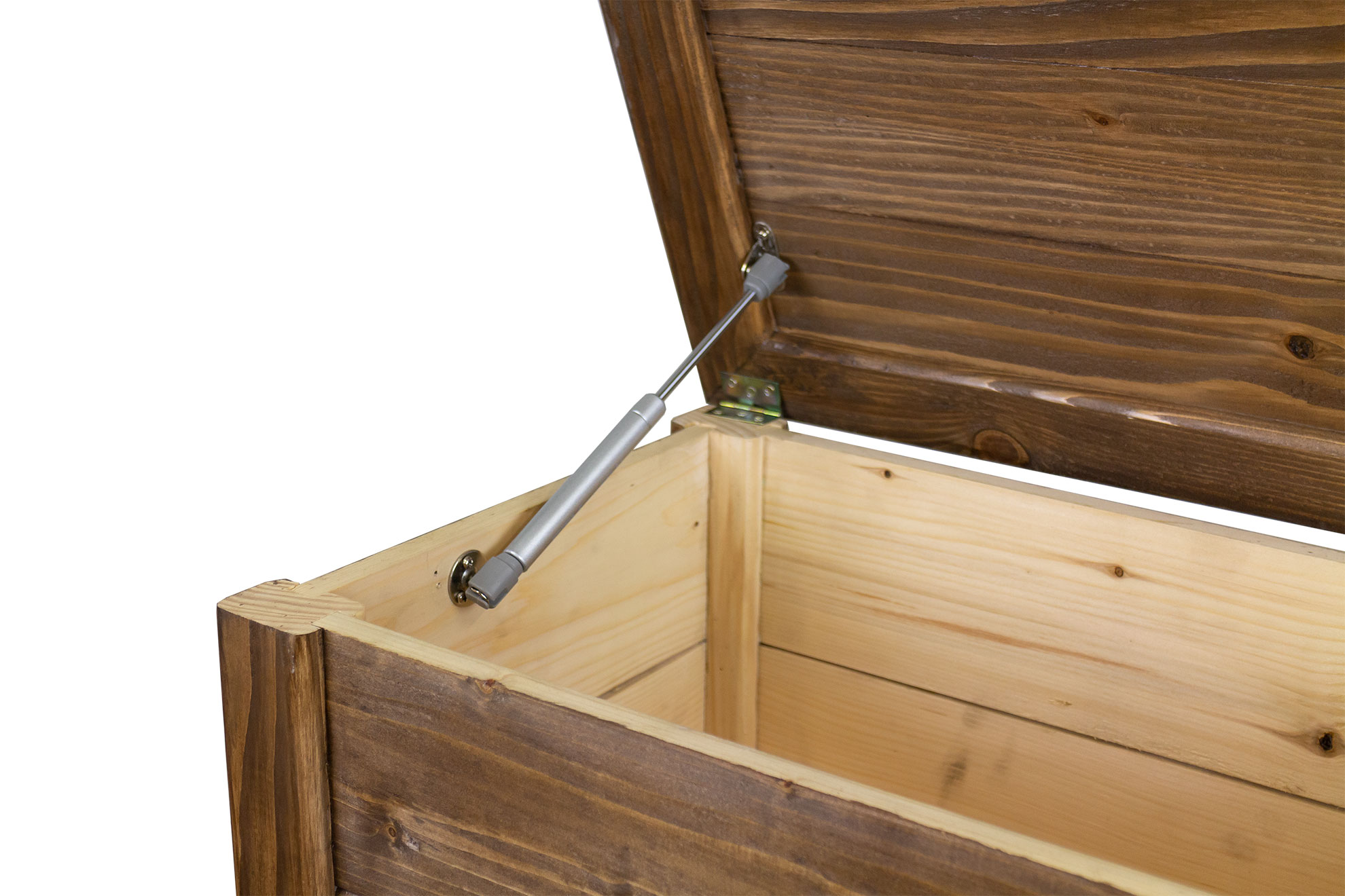 massive Holztruhe UK braun mit Zylinder