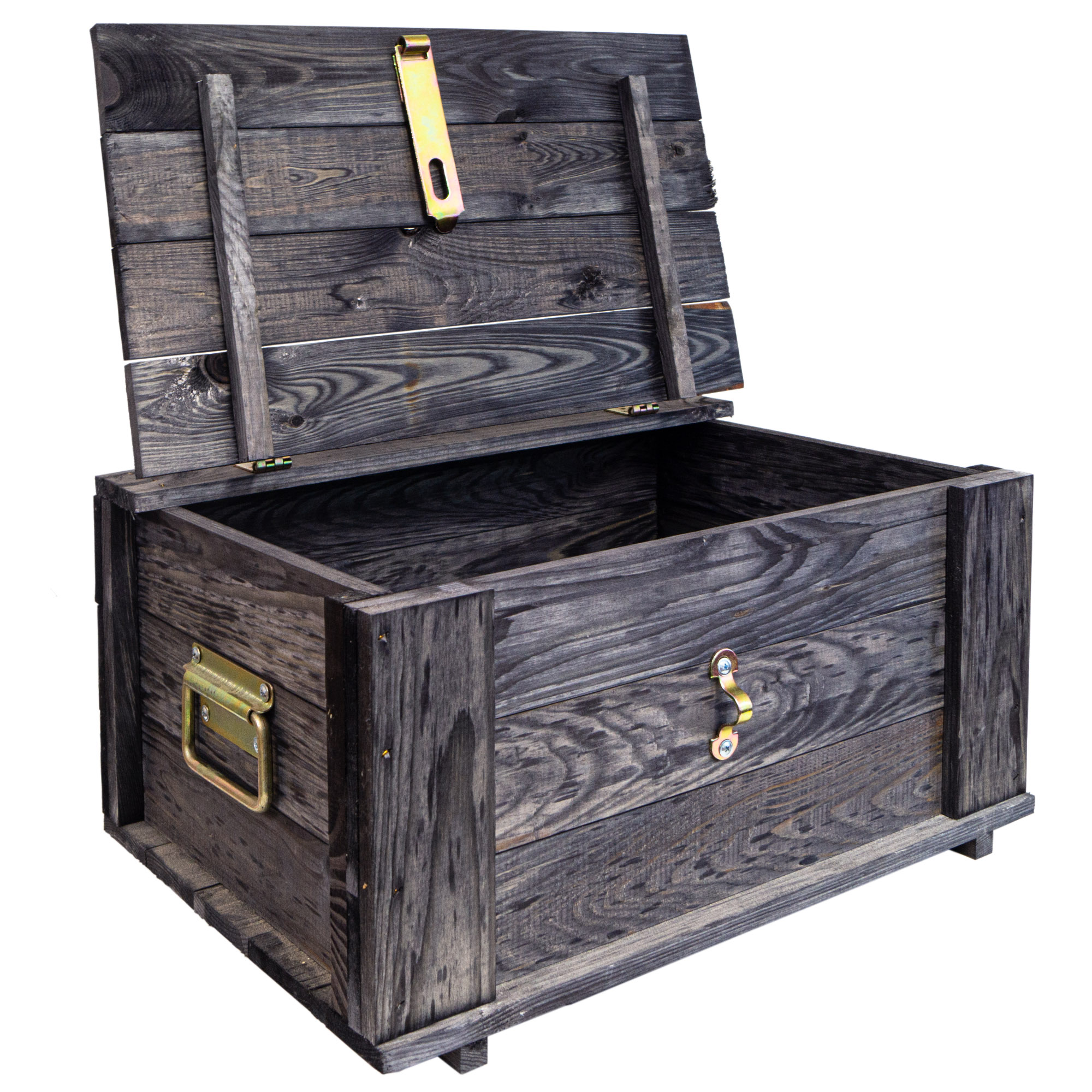Truhe Hugo Vintage schwarz mit Deckel  50 x 36 x 26cm