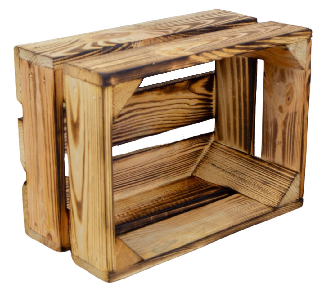 Set de 3 petites boîtes en bois "Frieda" flambées