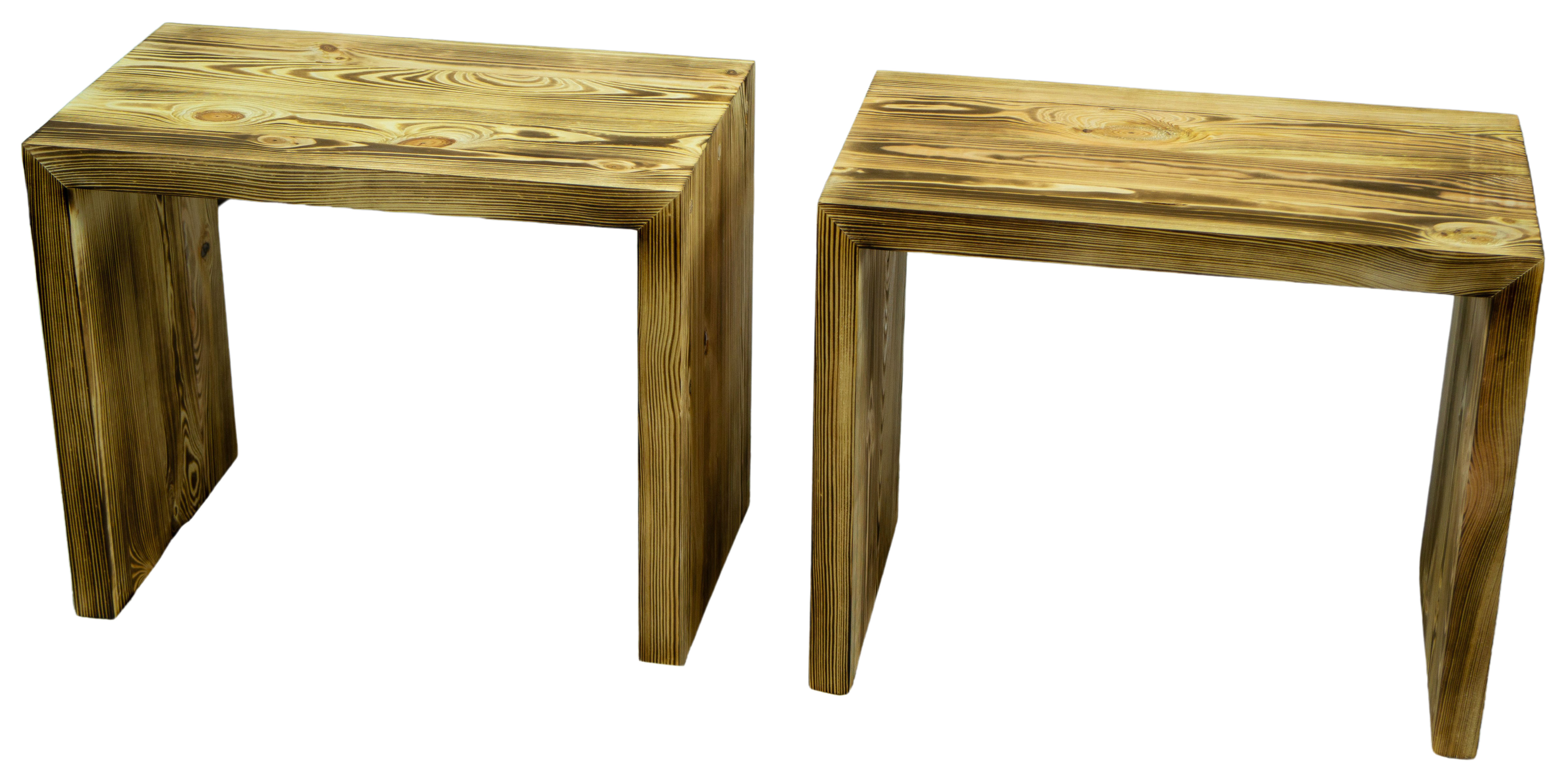 2er Set Beistelltisch 50x40x30cm Sitzhocker in geflammt