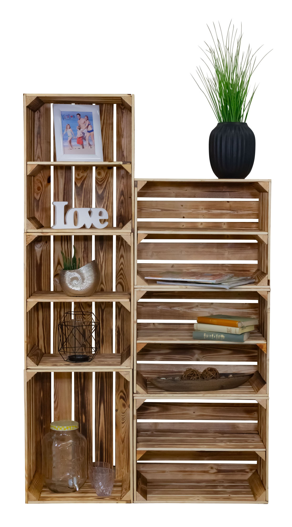 Etagère combinée Hamburg comme étagère de rangement Etagère à chaussures avec 12 niveaux Armoire à chaussures, rangement de chaussures, organisateur de chaussures, pour jusqu'à 24 paires de chaussures, pour le salon, l'entrée (flammé)