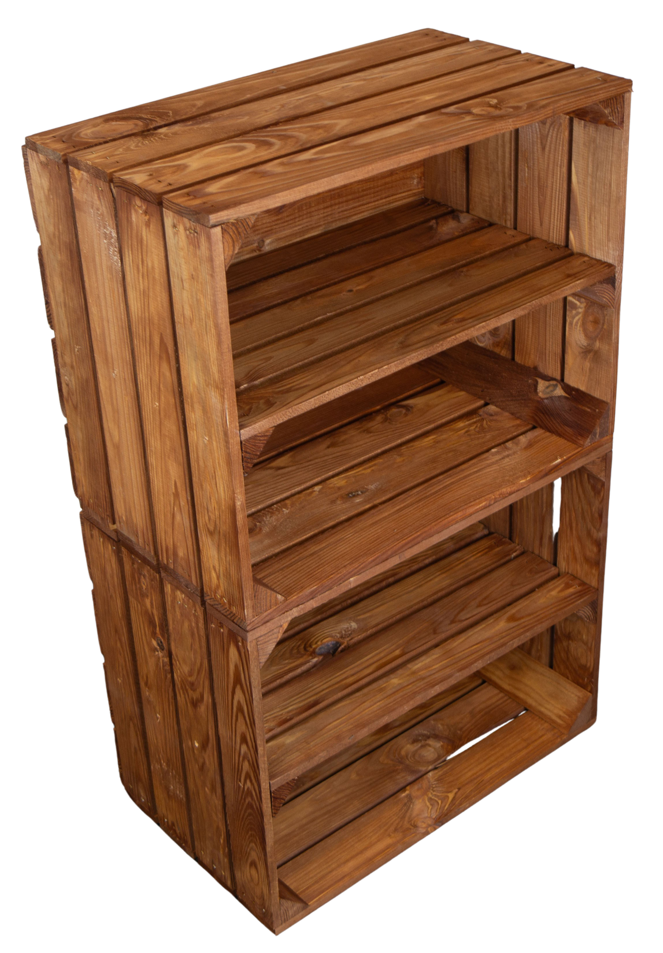 2er Set Holzkiste "Johanna" mit Mittelbrett längs lasiert in ocker 50x40x30cm Schuhregal Holzkiste Weinkiste Apfelkiste Regalkiste
