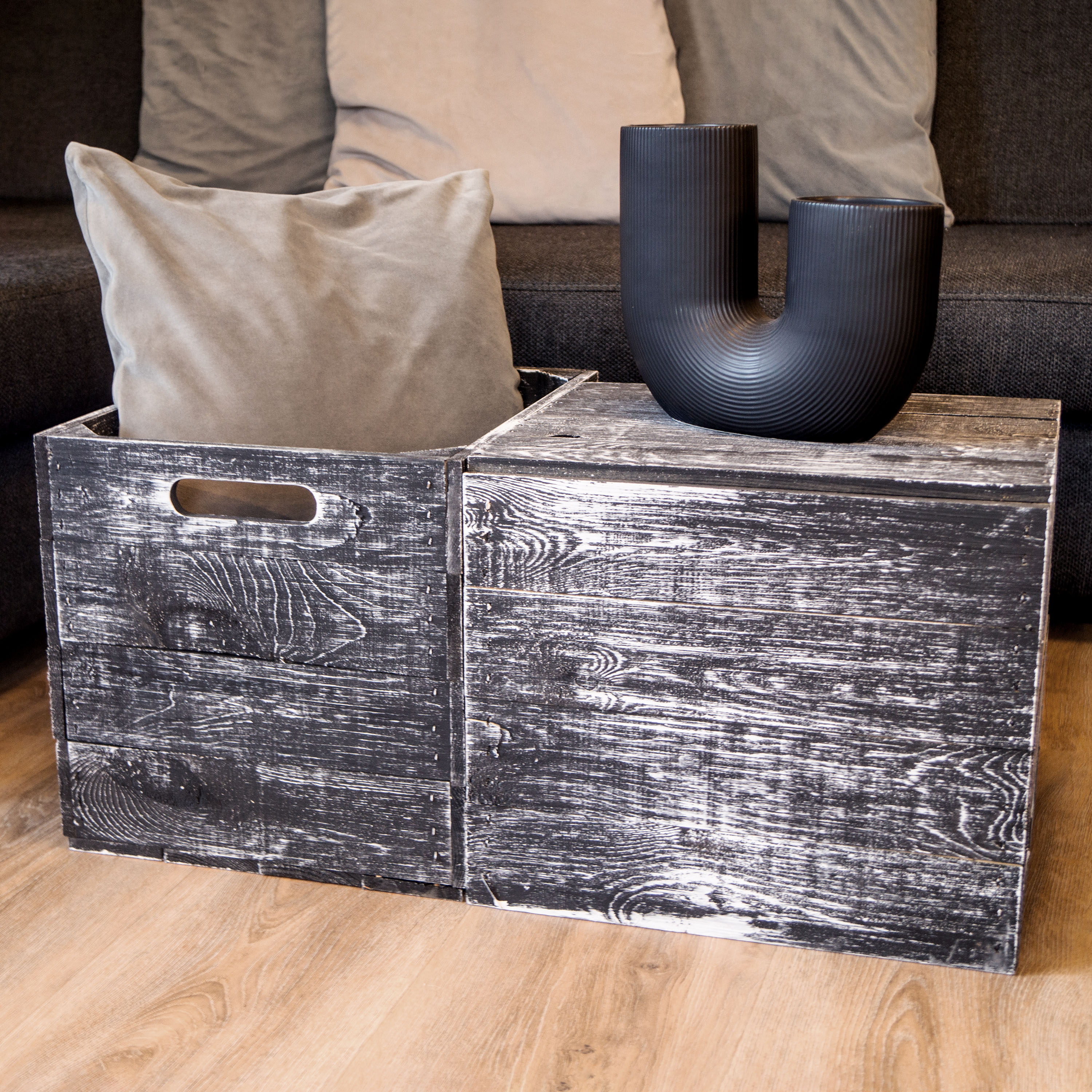 HolzkisteShabby schwarz  passend für Kallax und Expeditregale
