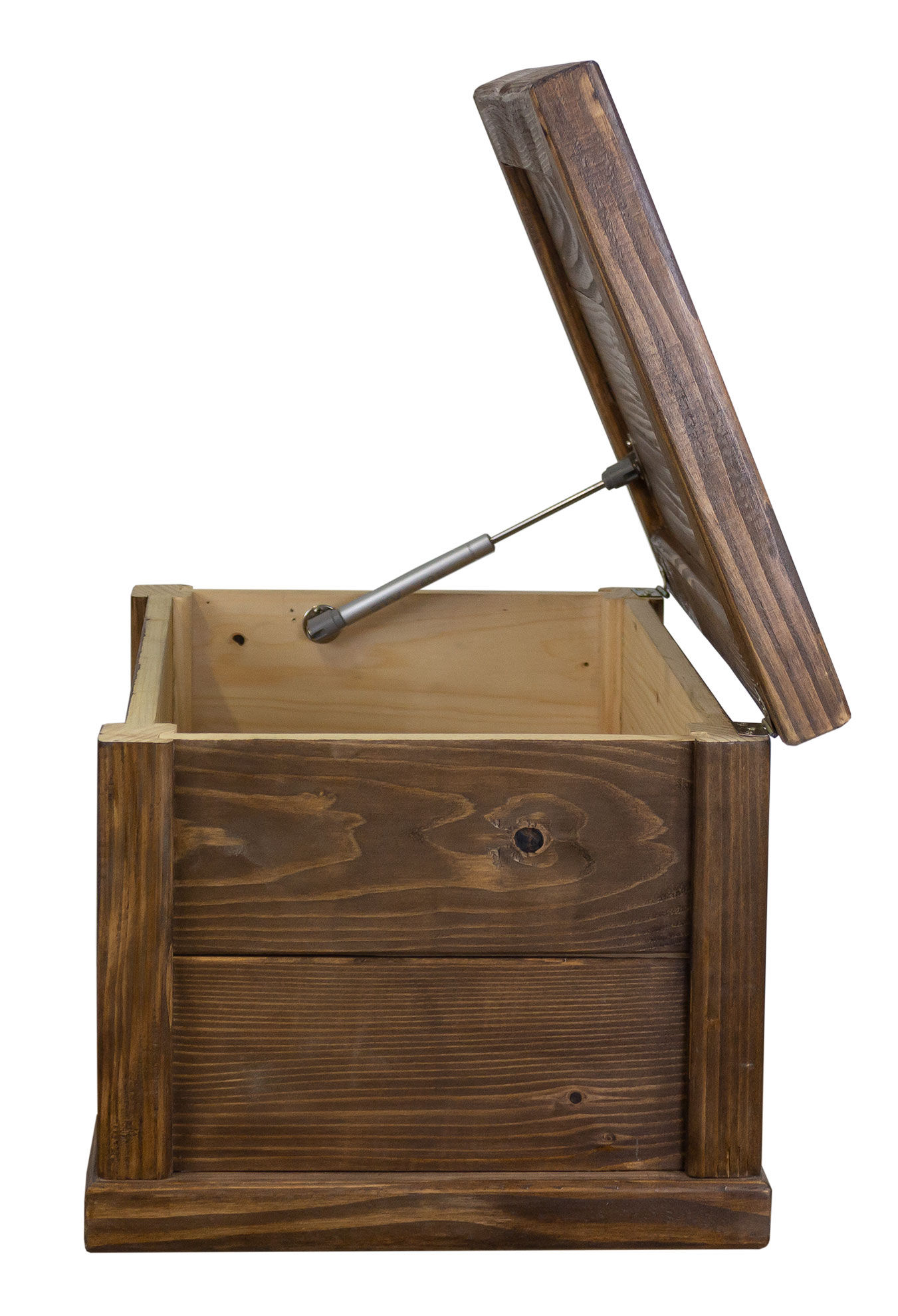 massive Holztruhe UK braun mit Zylinder