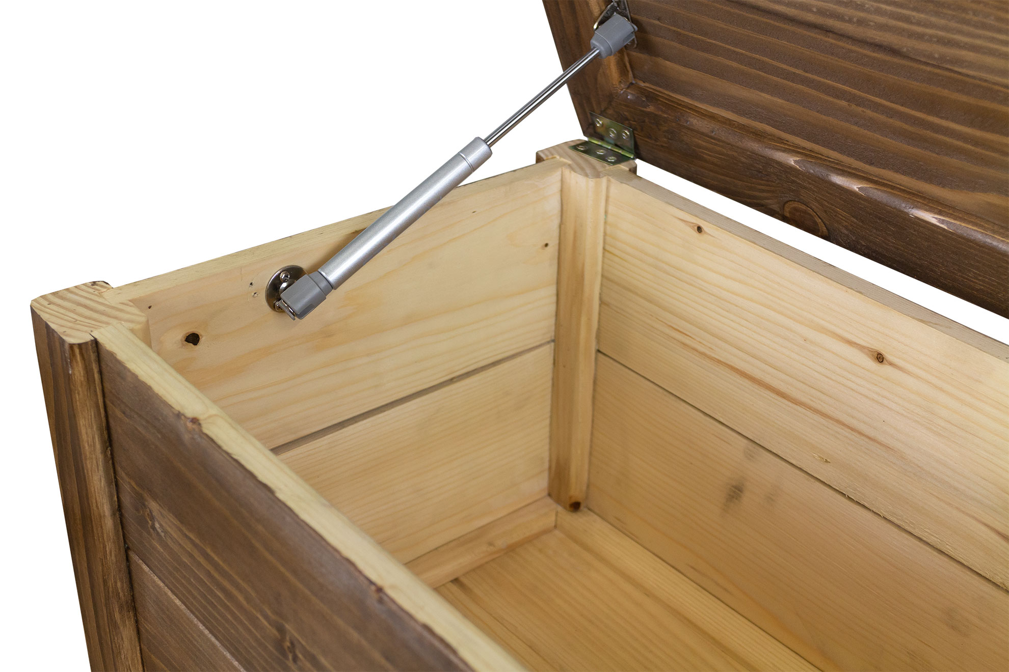 massive Holztruhe UK braun mit Zylinder