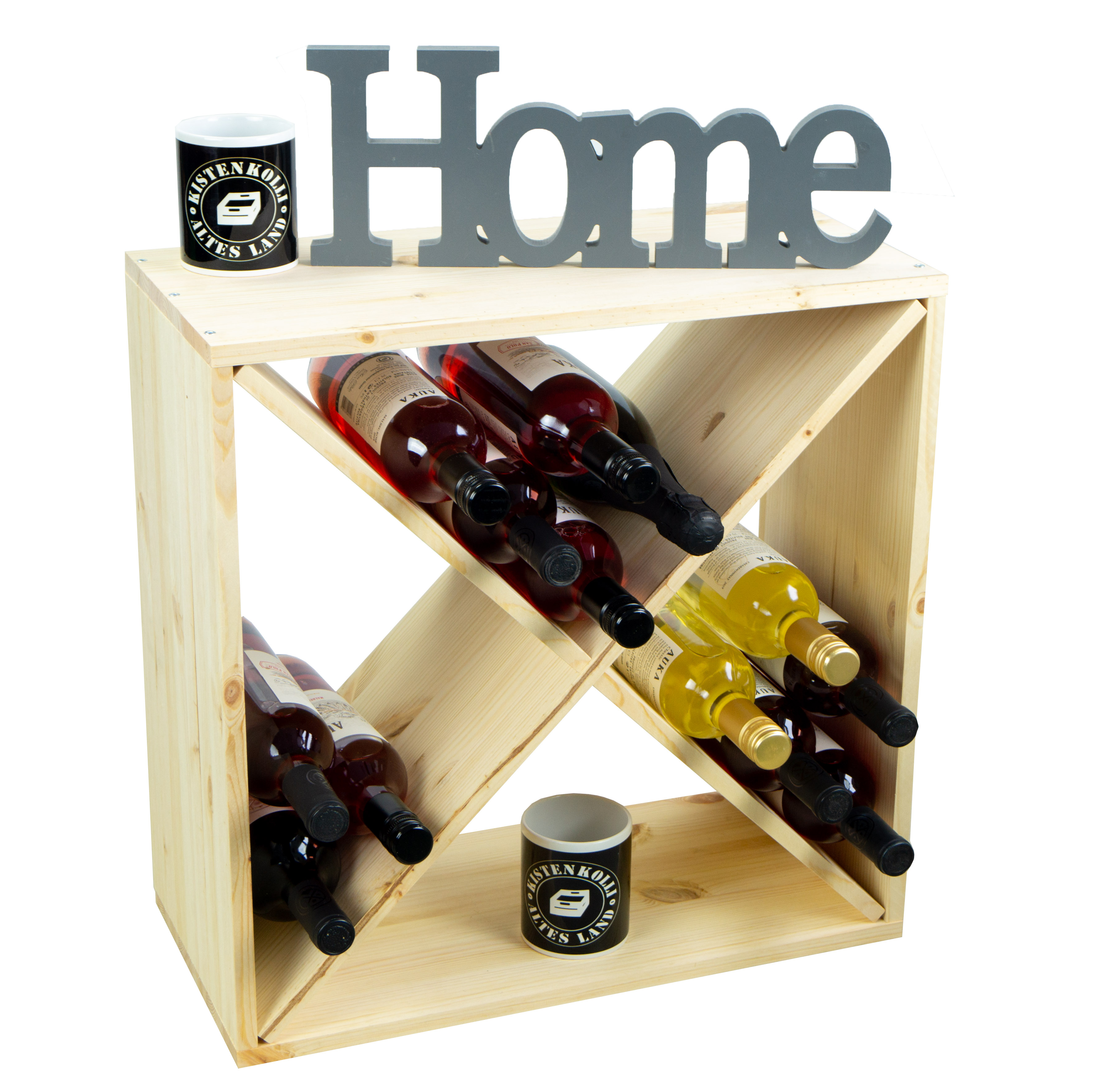 grosses Weinregal Natur 52 x 52 "X"