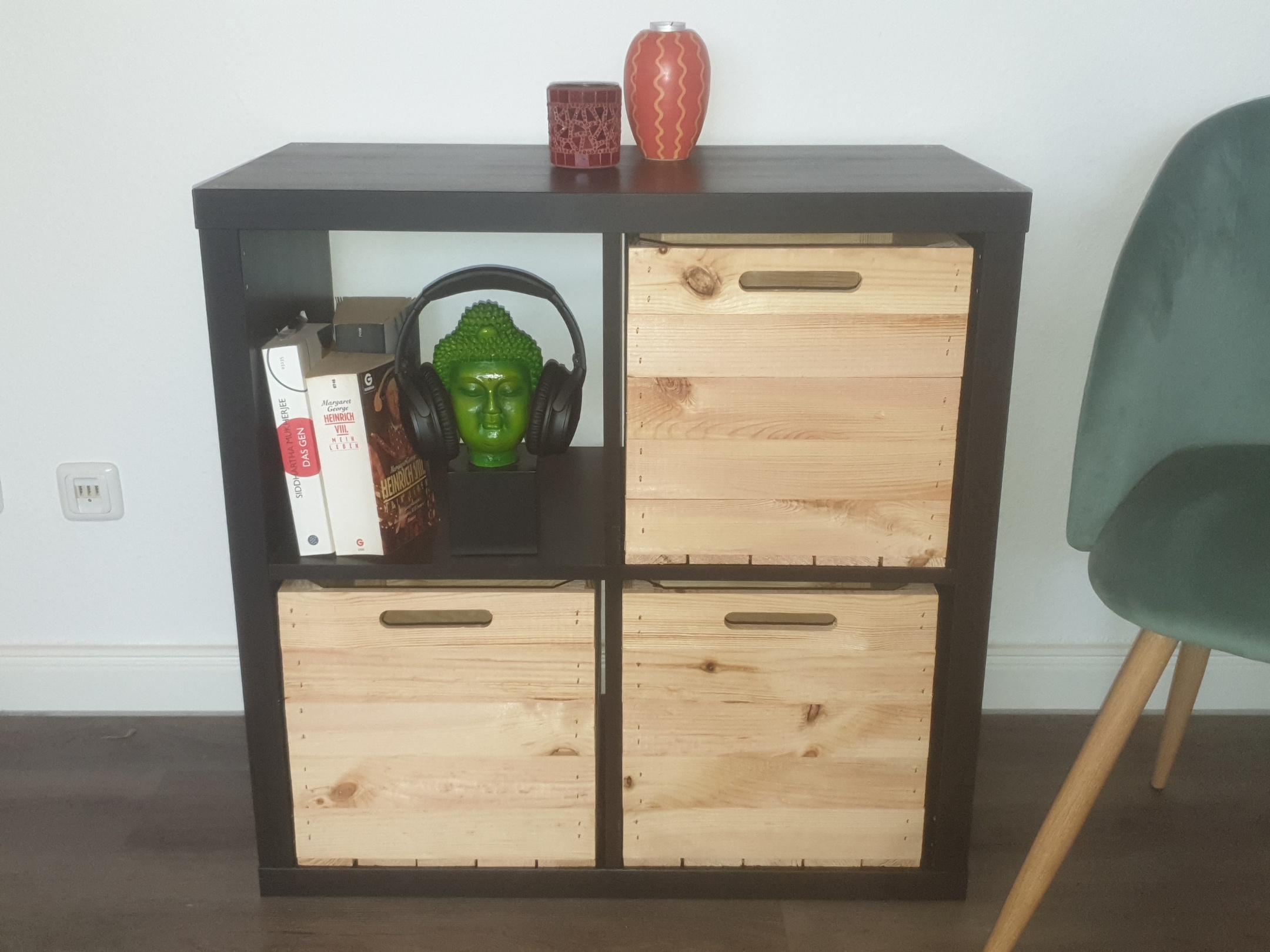 Boîte en bois nature convenant aux étagères Kallax et Expedit