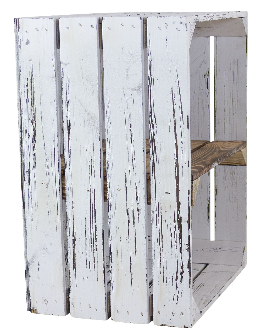Massive Schuh- Bücherregalkiste Obstkiste Weinkiste Maße ca 50 x 40 x 31cm Weinkisten Dekokiste Regal (Shabby weiss quer)