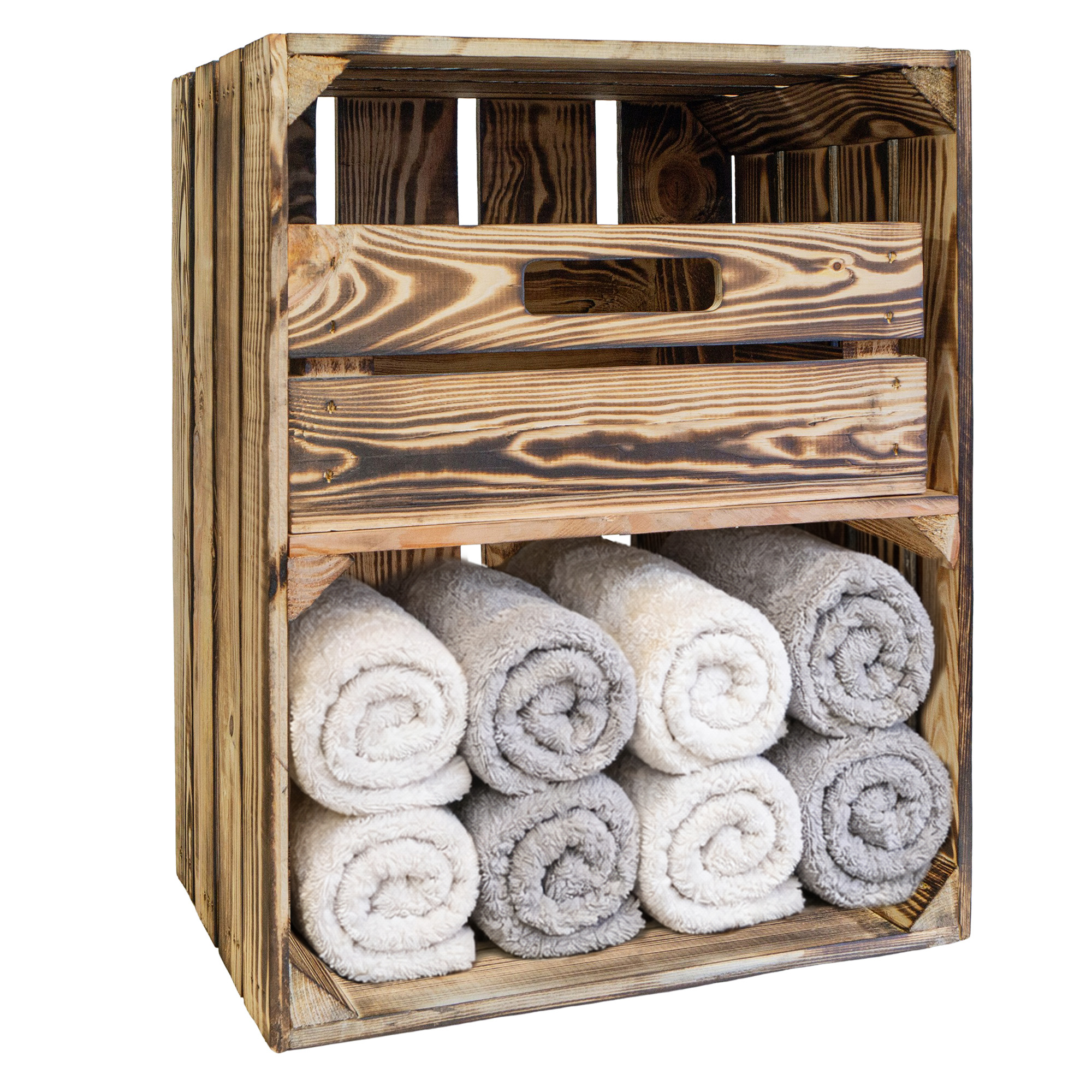 Obstkiste Johanna geflammt mit Schublade Quer 50 x 40 x 30cm