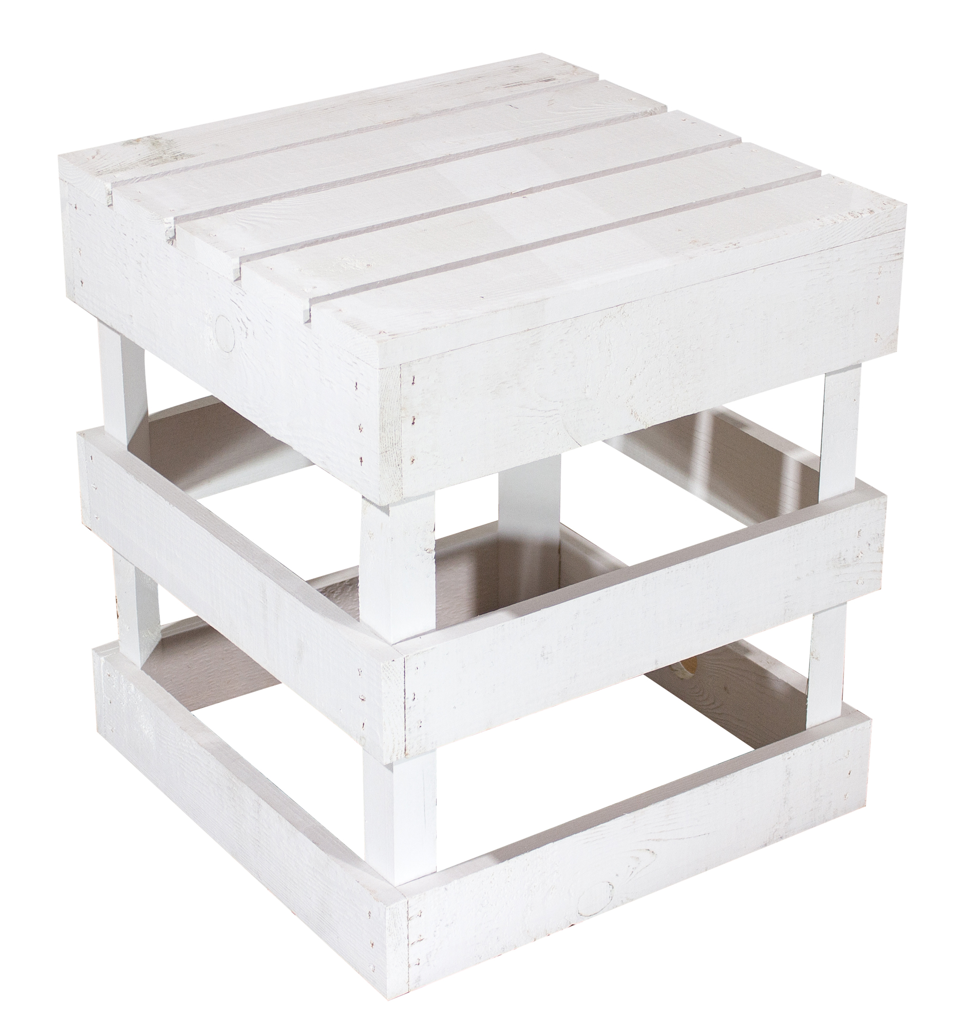 Tabouret blanc Tabouret de rangement Tabouret d'appoint Chaise à l'aspect de caisse en bois