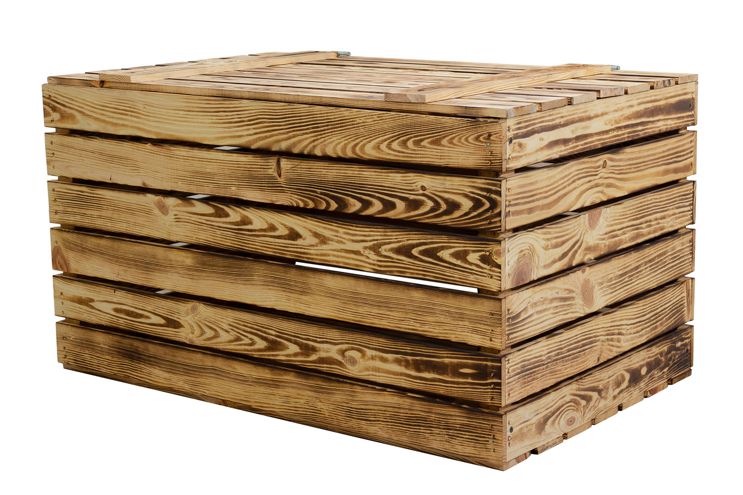 Grosse Holztruhe geflammt mit Deckel 80x50x39cm