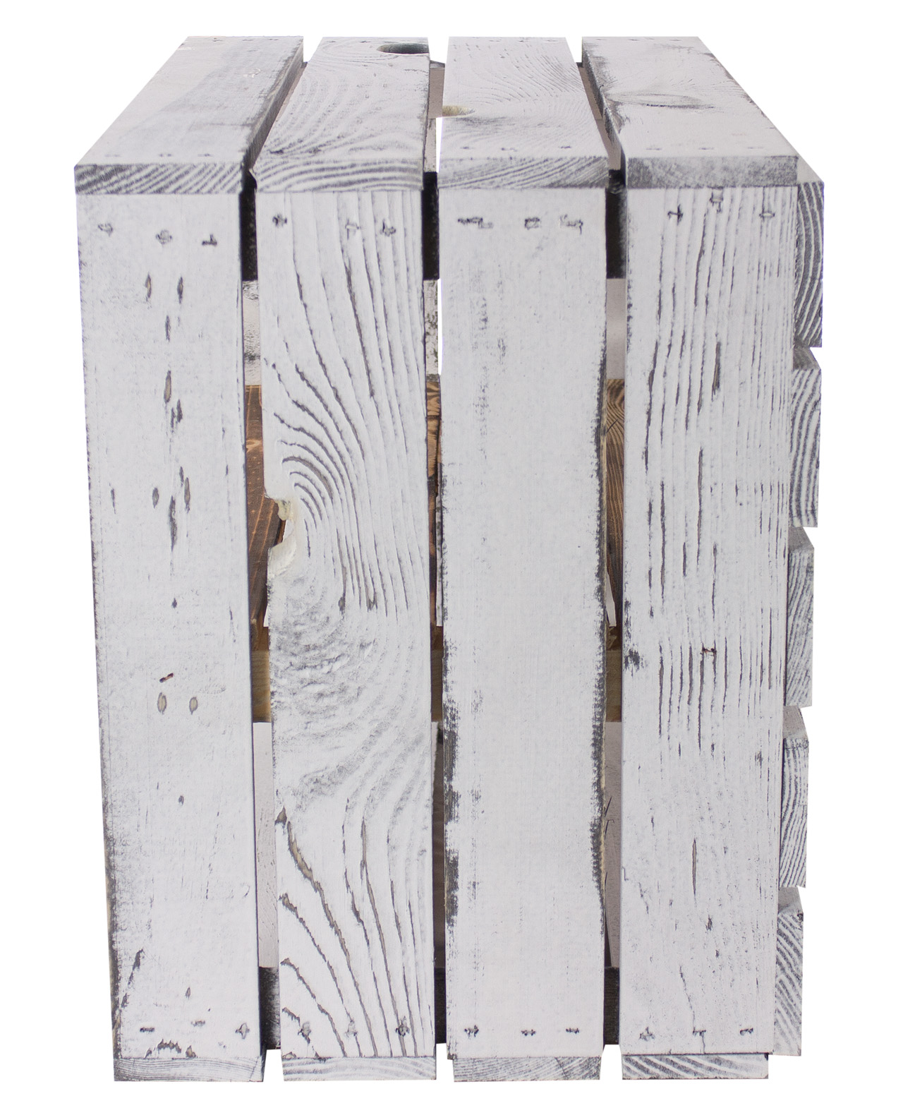 Massive Schuh- Bücherregalkiste Obstkiste Weinkiste Maße ca 50 x 40 x 31cm Weinkisten Dekokiste Regal (Shabby weiss Mittelbrett geflammt längs)