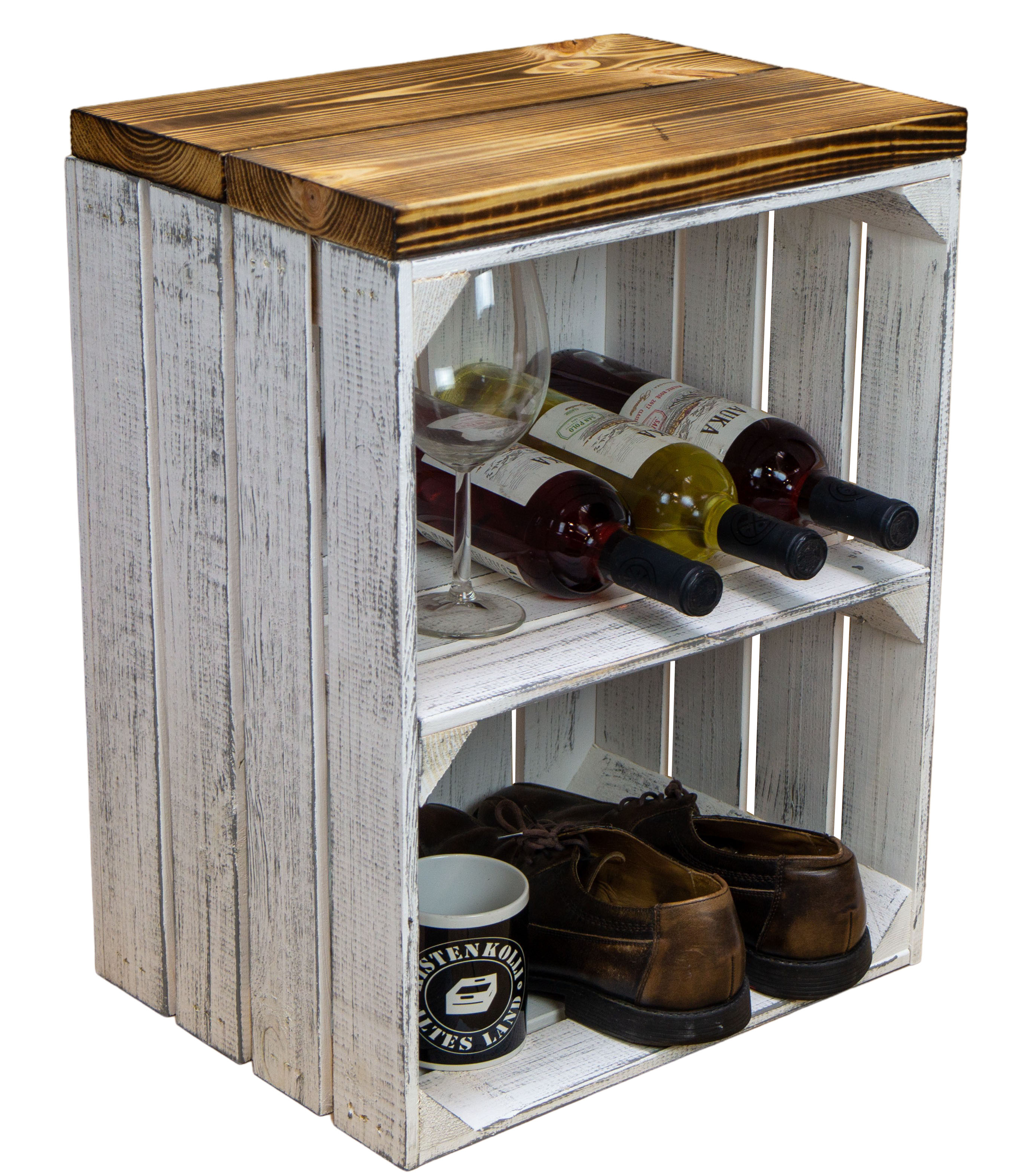 Hocker Anne shabby weiss Quer - Holzplanken flam.