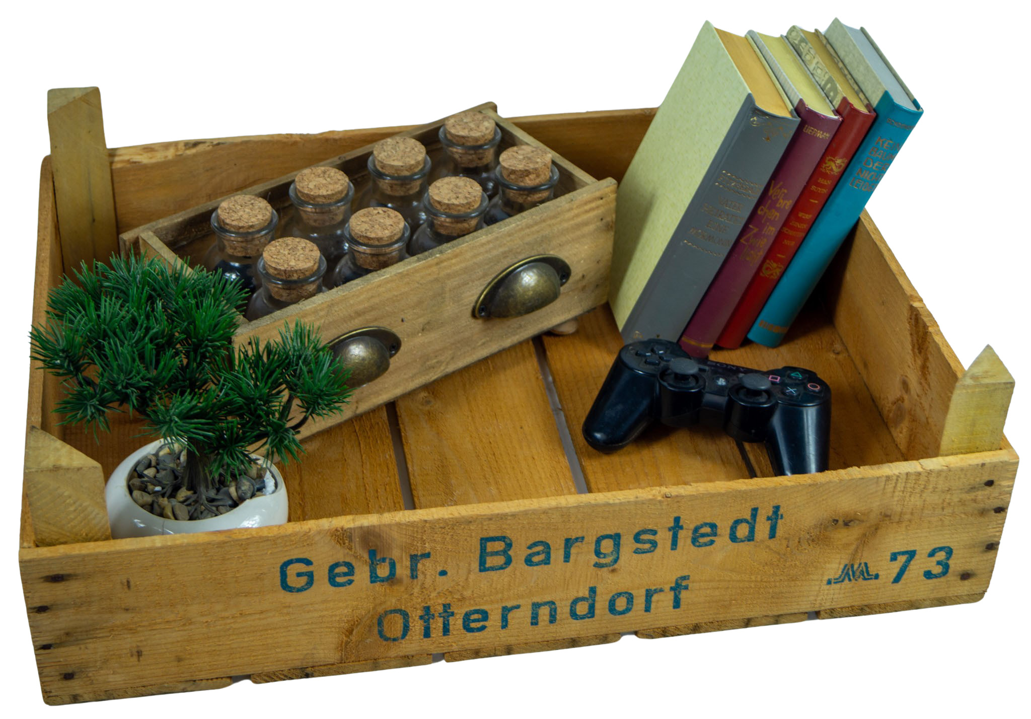 4er Set Helle Kirschsteige 54x42x16cm Holzsteige Holzkiste Vintage Obstschale