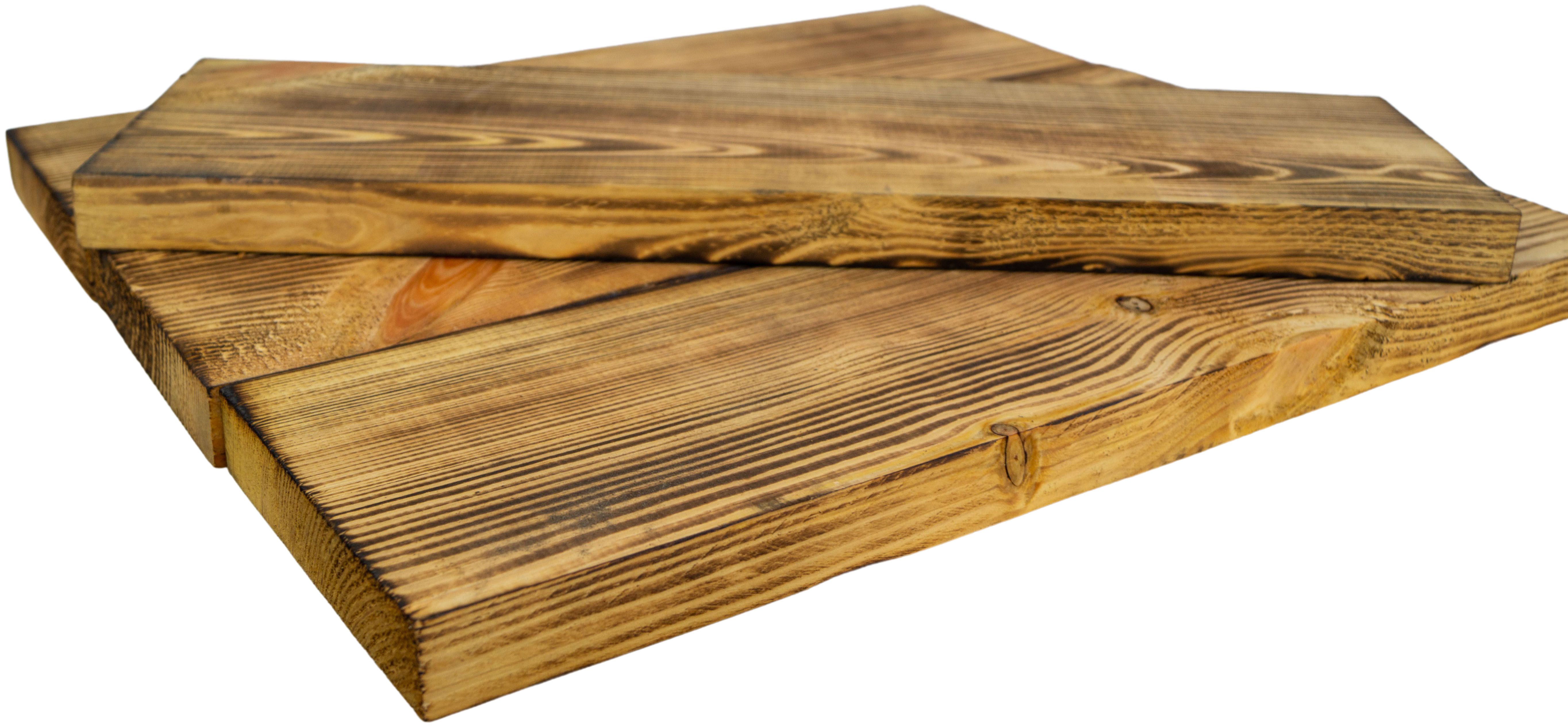neue Holzplanke klein geflammt 40cm x 14,5cm Holzstärke 3cm aus Nadelholz